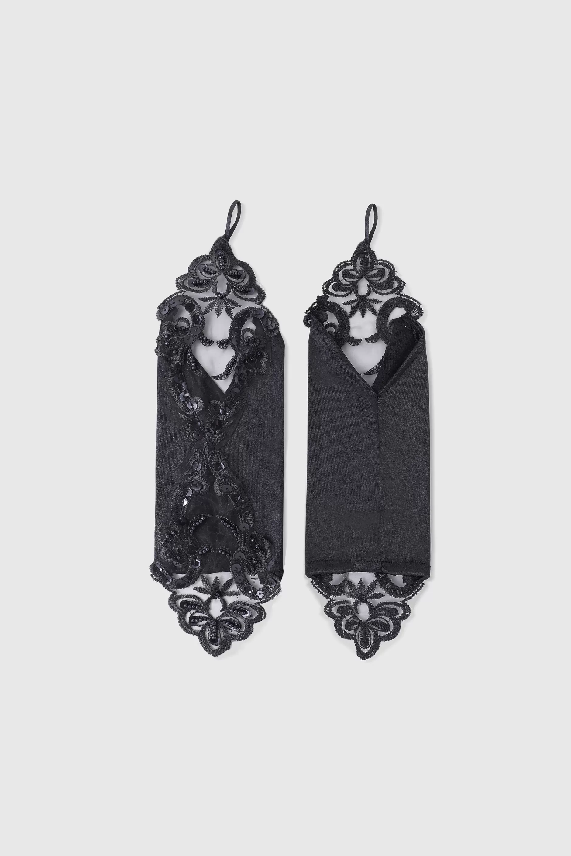 11.7 Finger Loop Lace Flapper Gloves-BABEYOND New