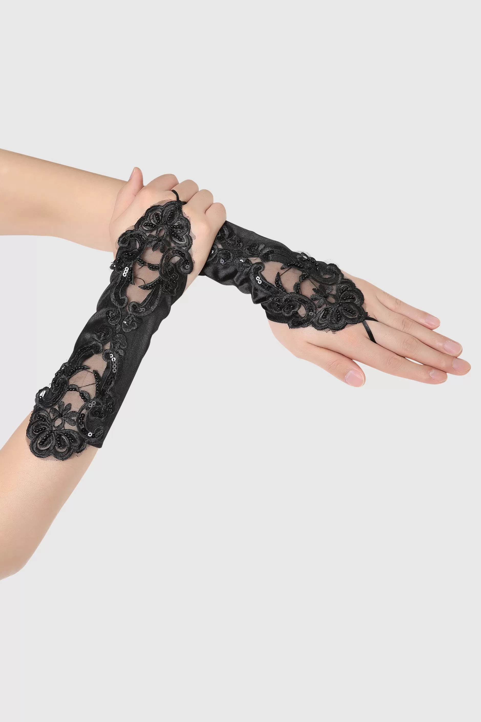 11.7 Finger Loop Lace Flapper Gloves-BABEYOND New
