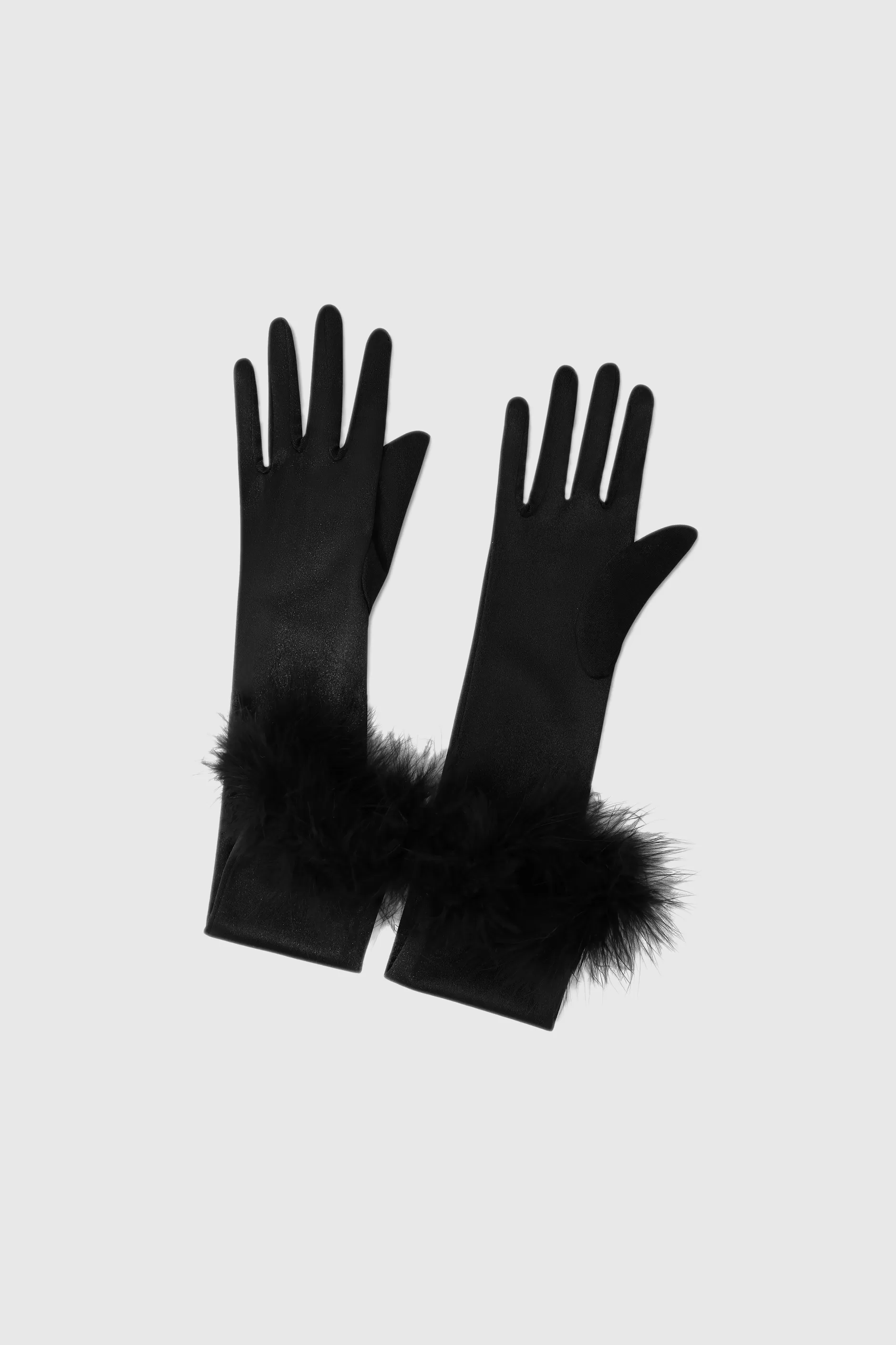 16.9 Pageant Feather Satin Gloves-BABEYOND Shop