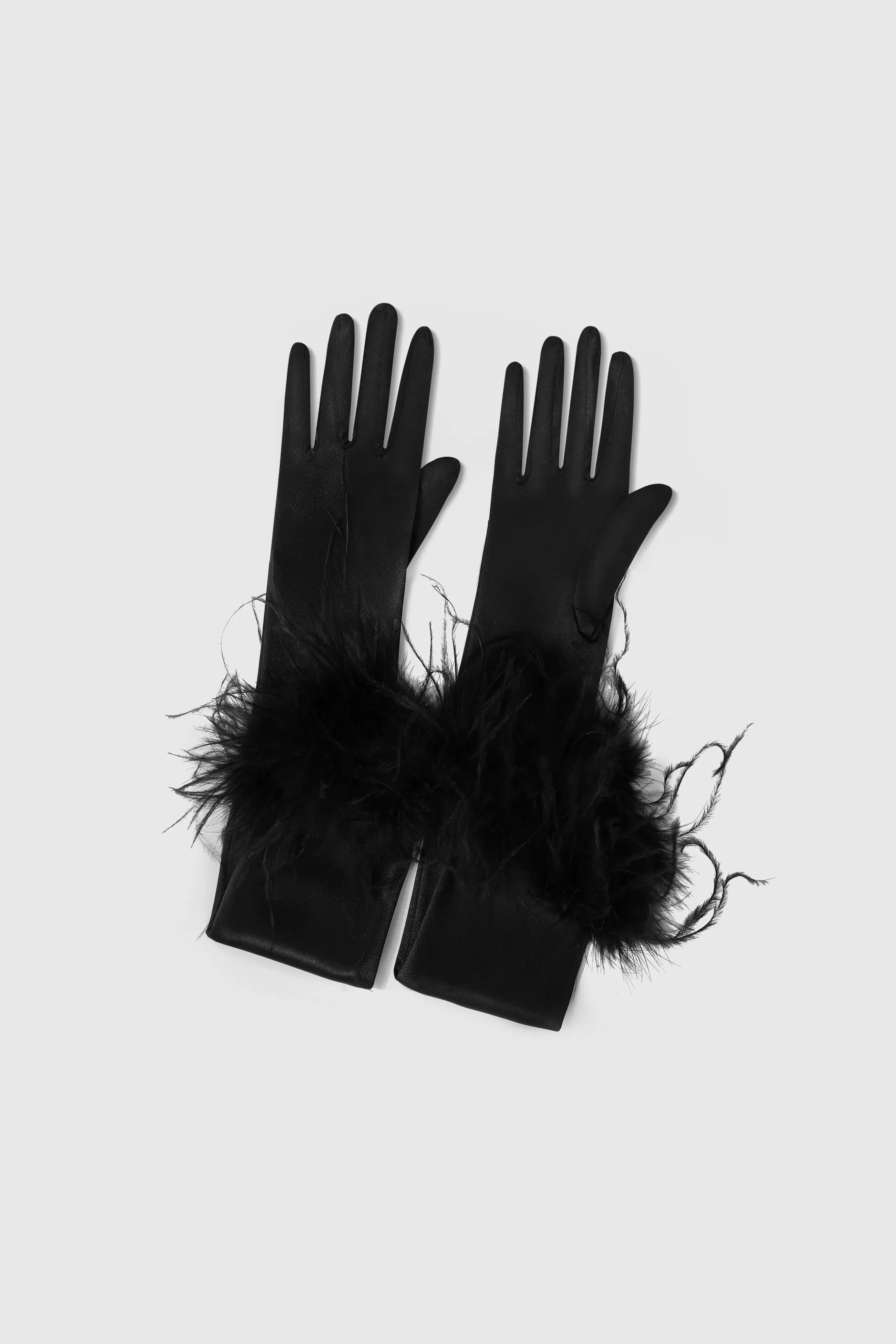 18.9 Ostrich Feather Satin Gloves-BABEYOND Best