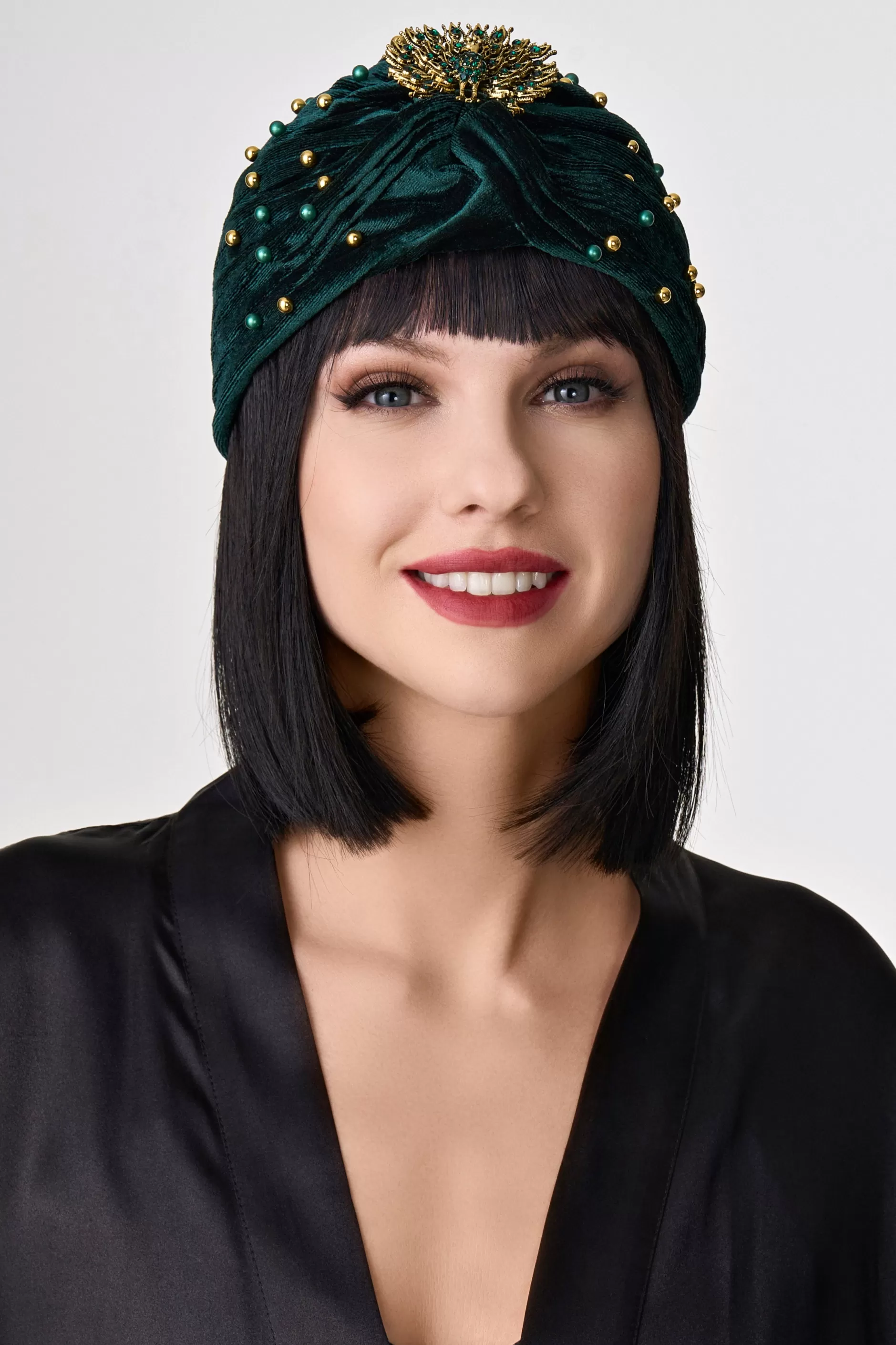 1920S Beaded Peacock Turban Hat-BABEYOND Store