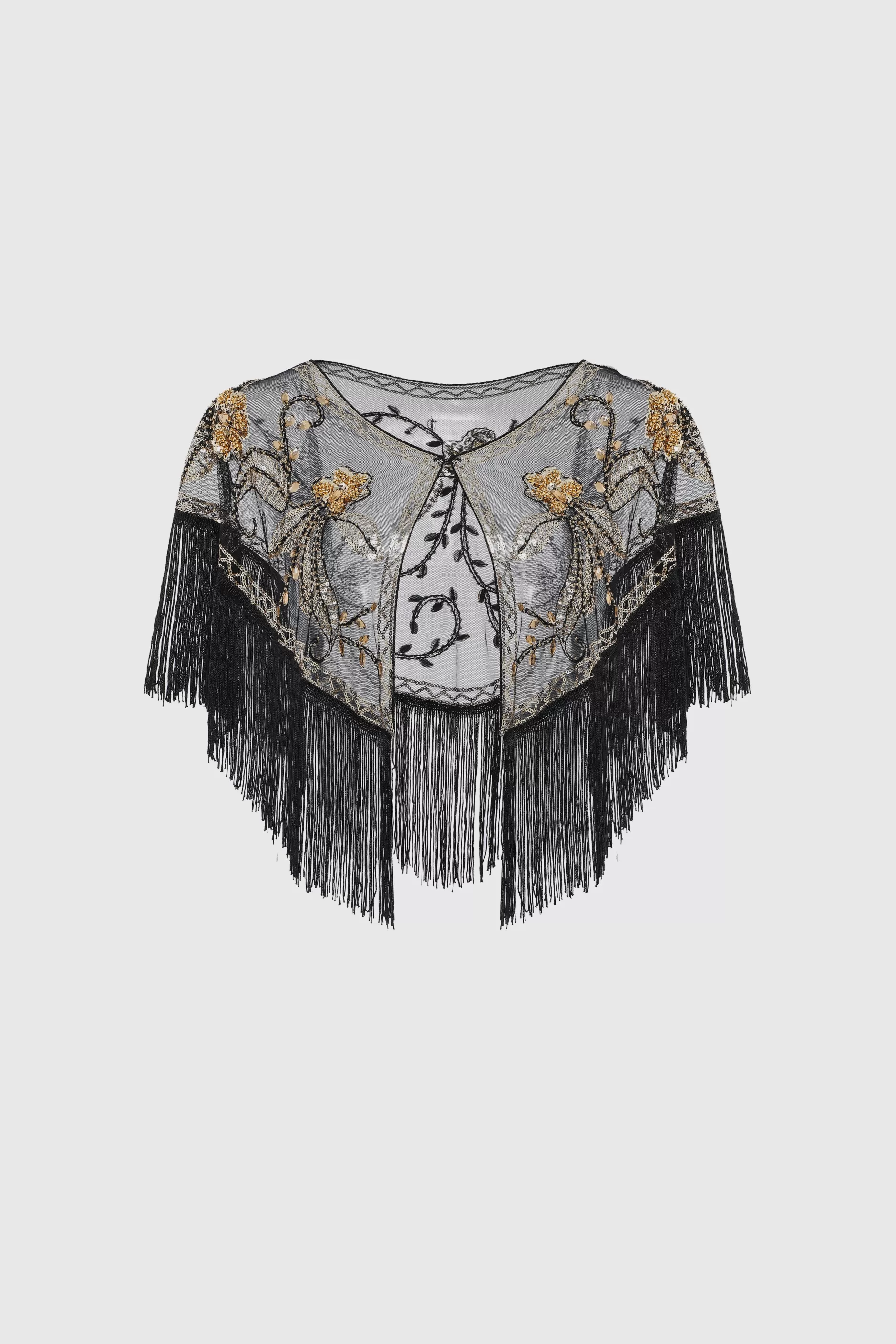 1920S Beaded Sequin Floral Shawl-BABEYOND Store