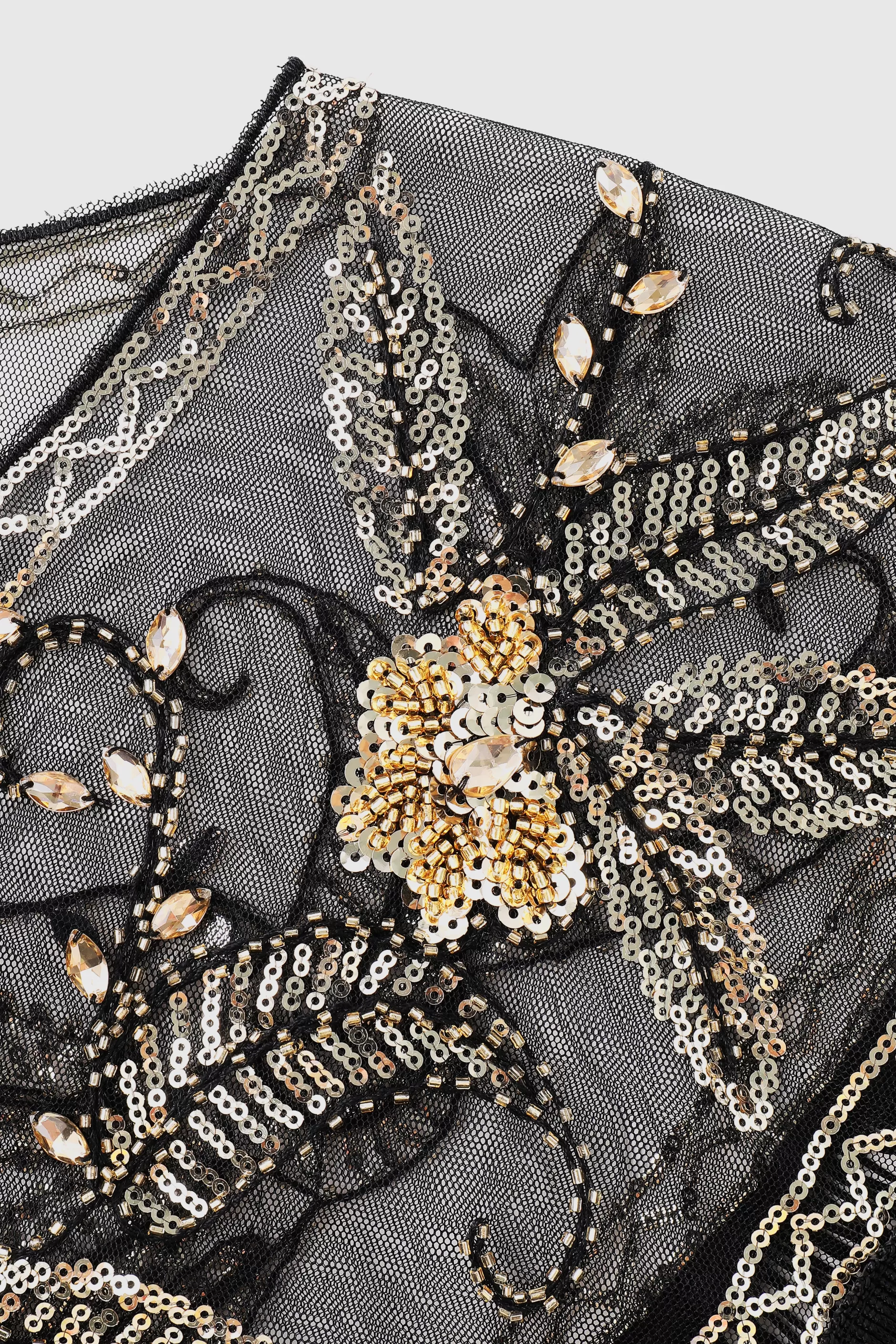1920S Beaded Sequin Floral Shawl-BABEYOND Store