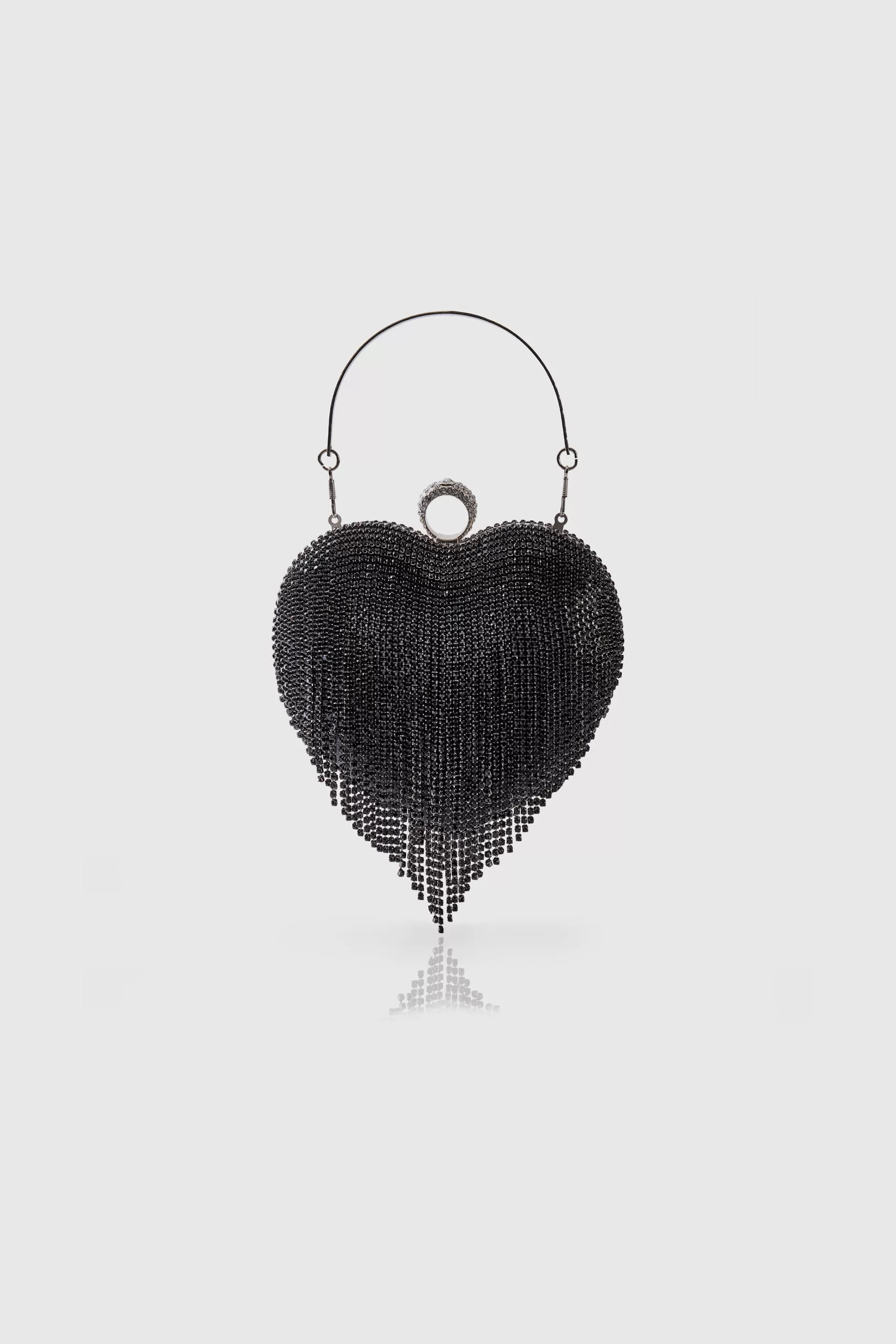 1920S Heart Shape Rhinestone Tassel Clutch-BABEYOND Online