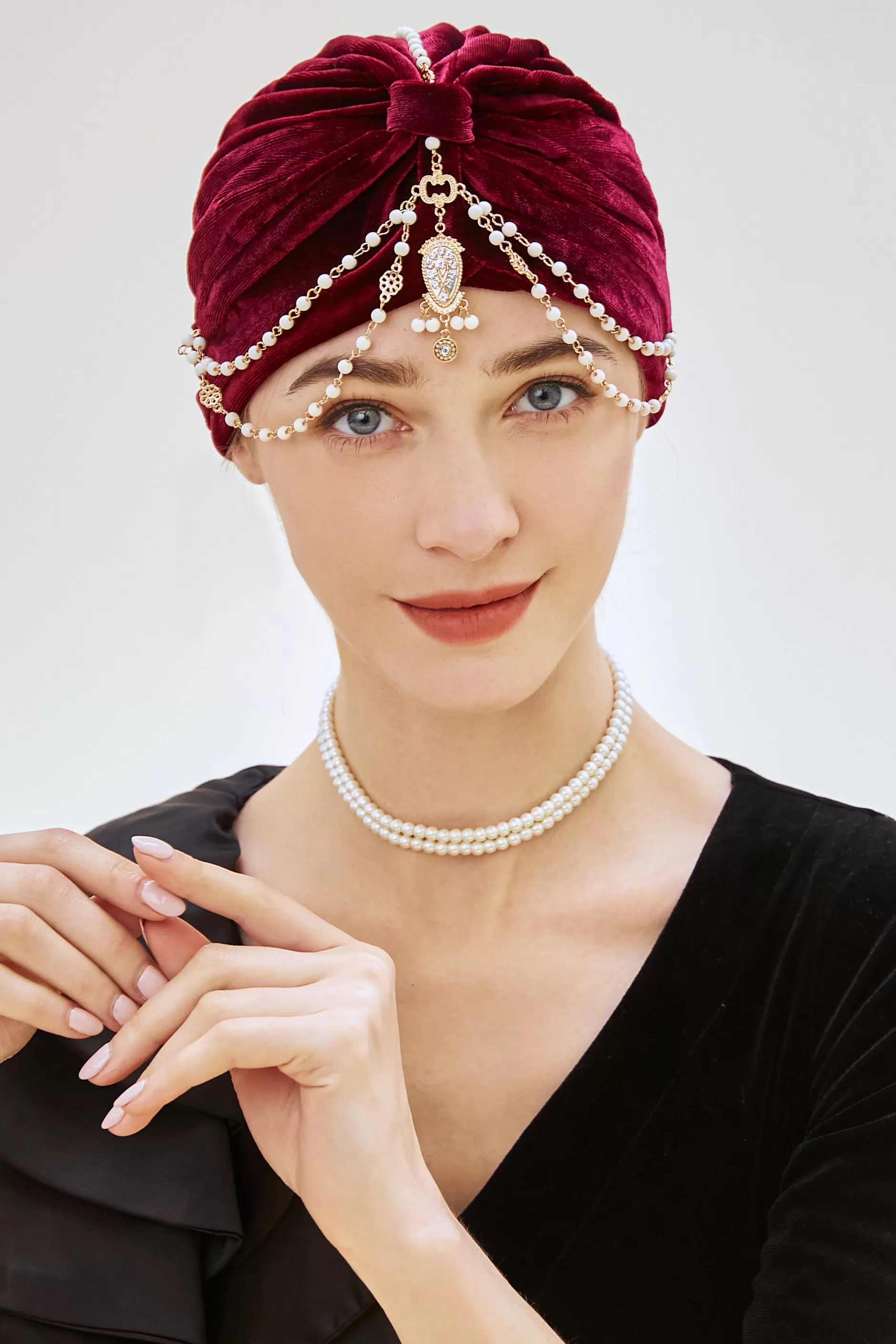 1920S Pearl Chain Turban Hat-BABEYOND Outlet