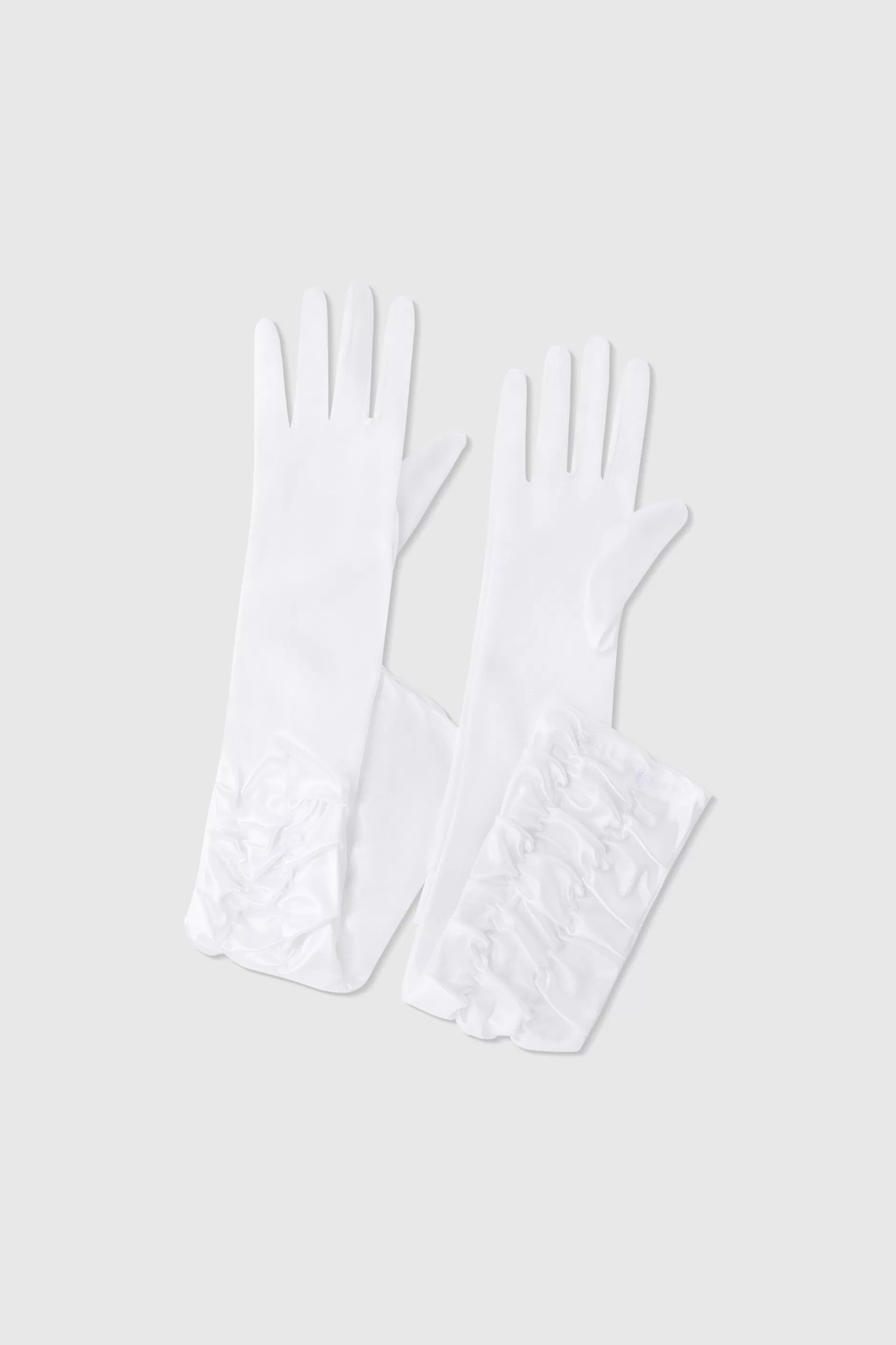 20.5 Wave Pleated Satin Stretchy Gloves-BABEYOND New