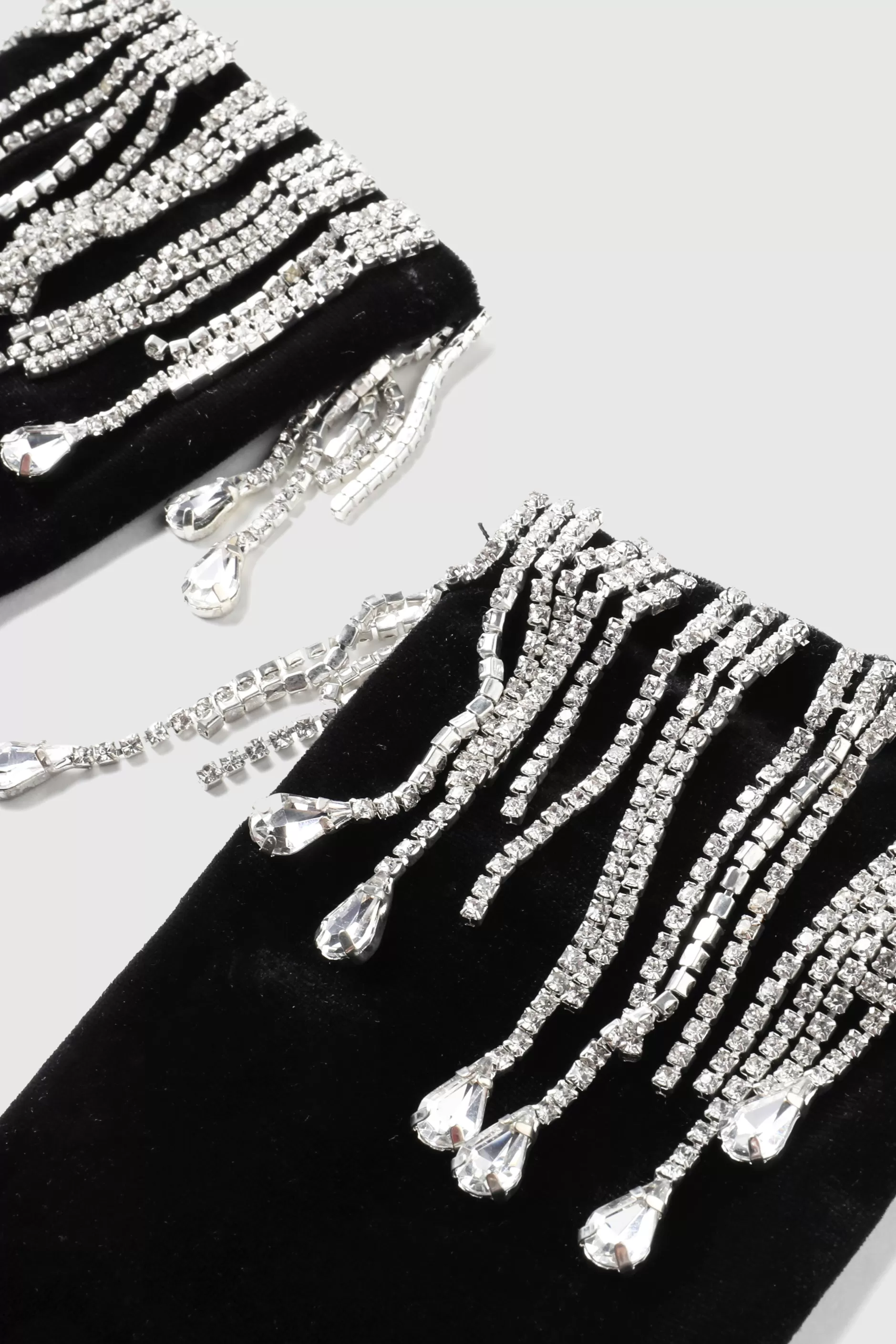 21.6 Crystal Chain Velvet Stretchy Gloves-BABEYOND Outlet