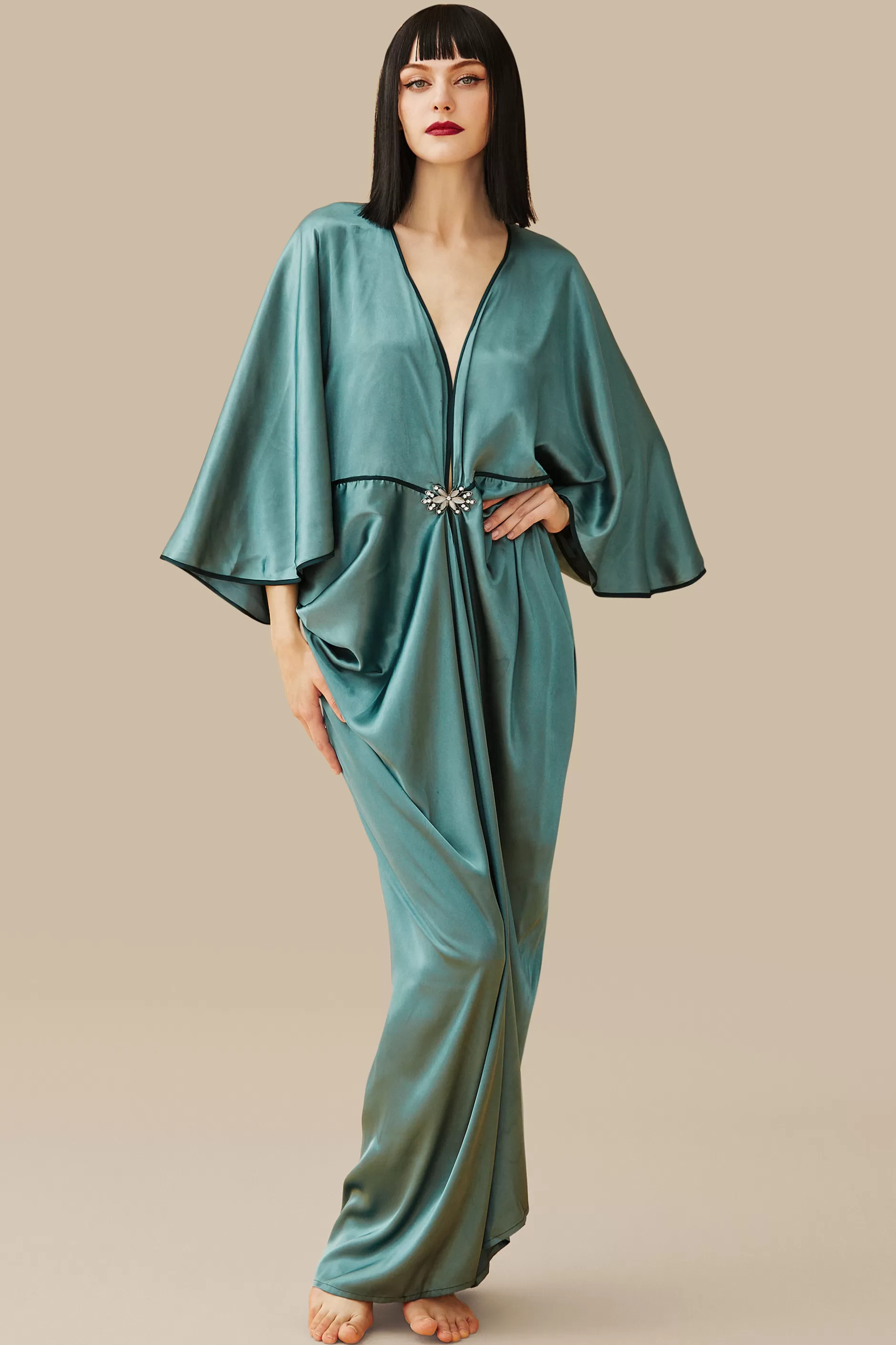 Angel Sleeve Cocoon Robe Dress-BABEYOND Cheap