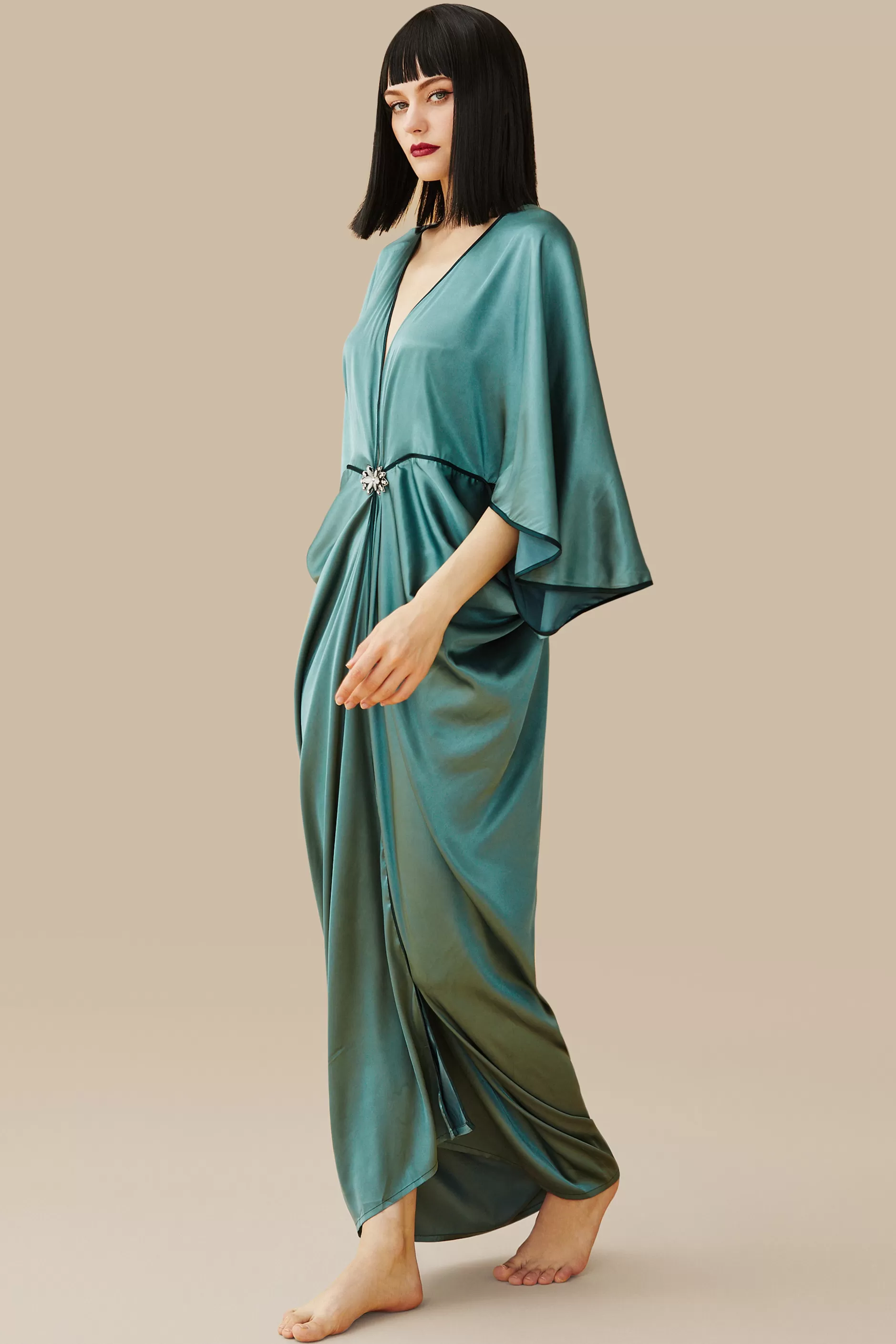 Angel Sleeve Cocoon Robe Dress-BABEYOND Cheap