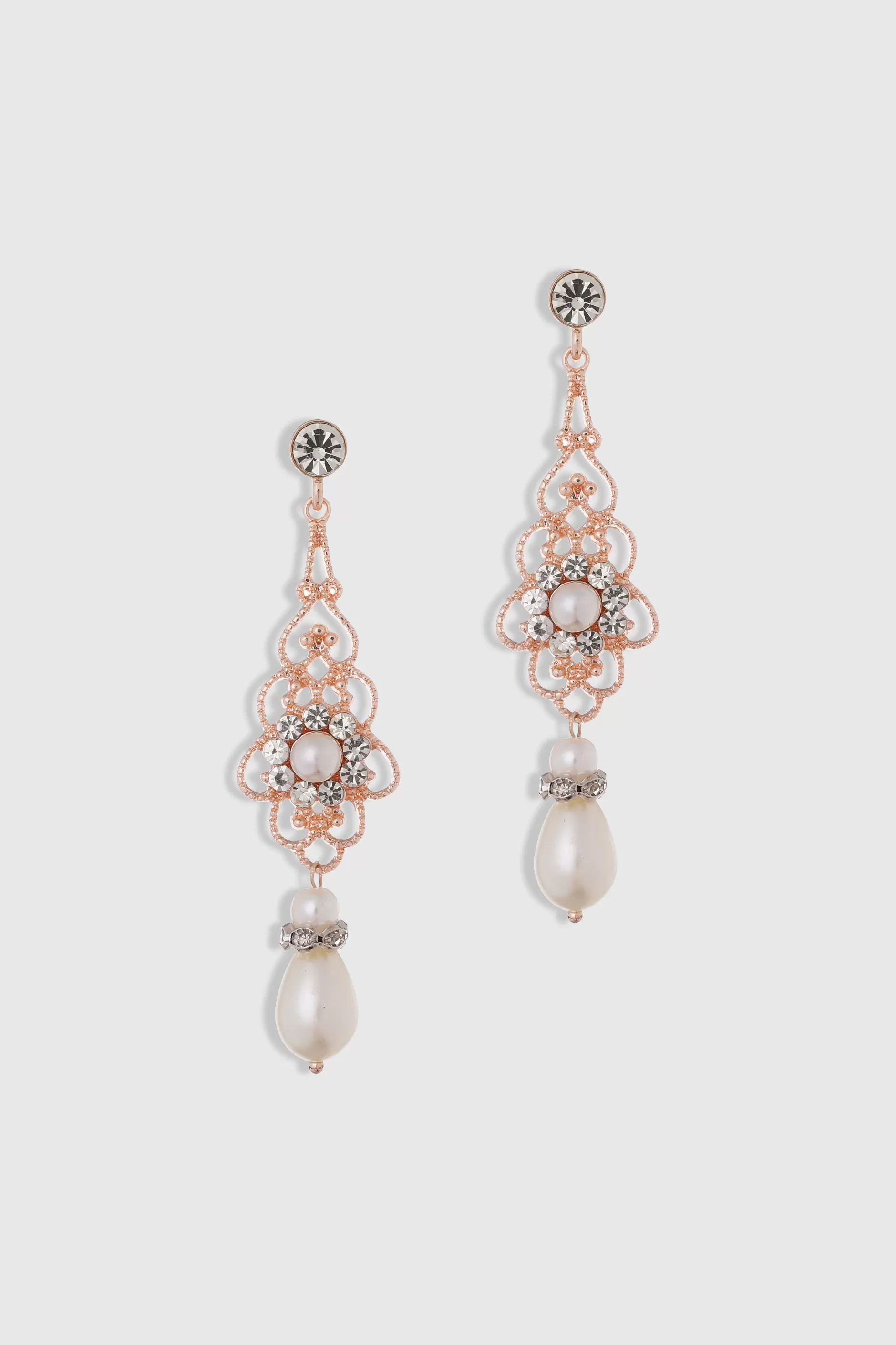 Art Deco Crystal Floral Pearl Earrings-BABEYOND Flash Sale