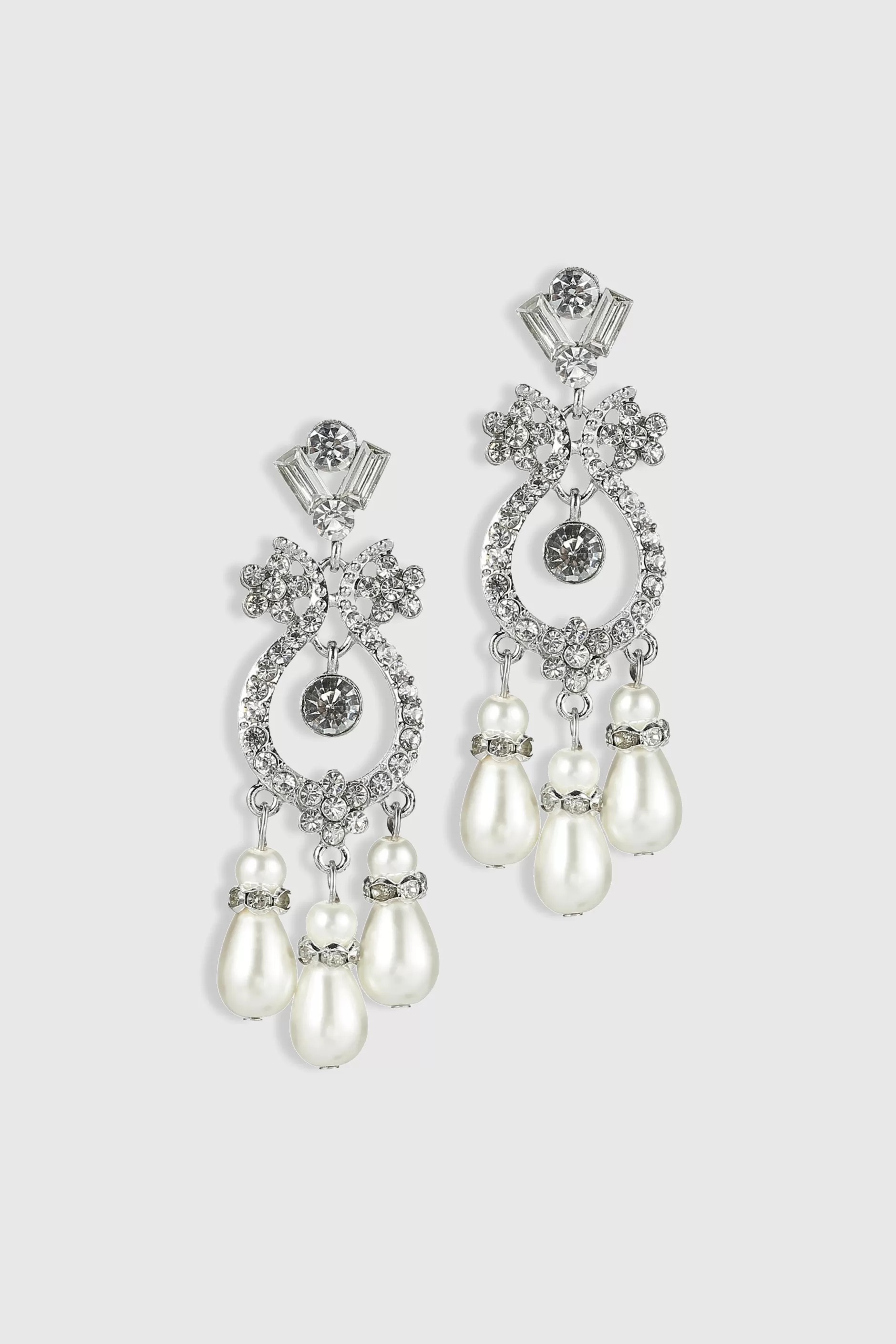 Art Deco Crystal Pearl Dangle Earrings-BABEYOND Outlet