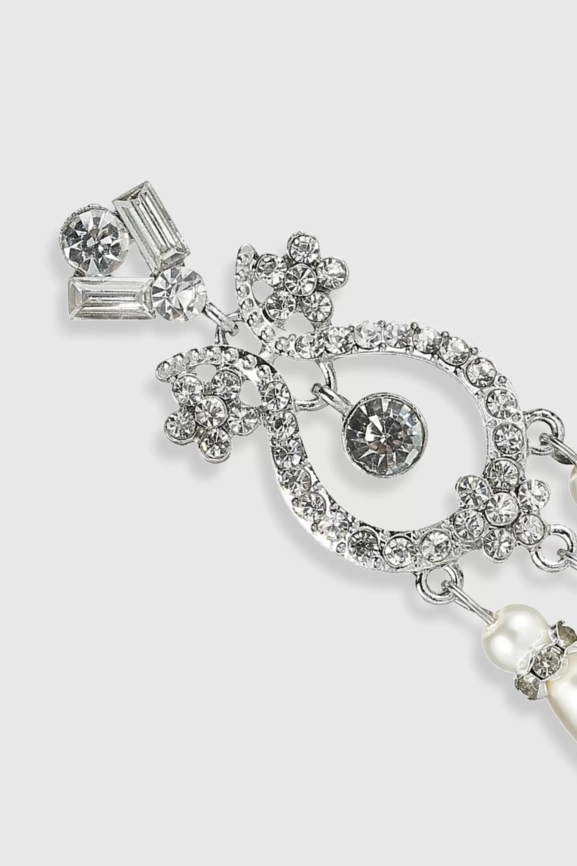 Art Deco Crystal Pearl Dangle Earrings-BABEYOND Outlet