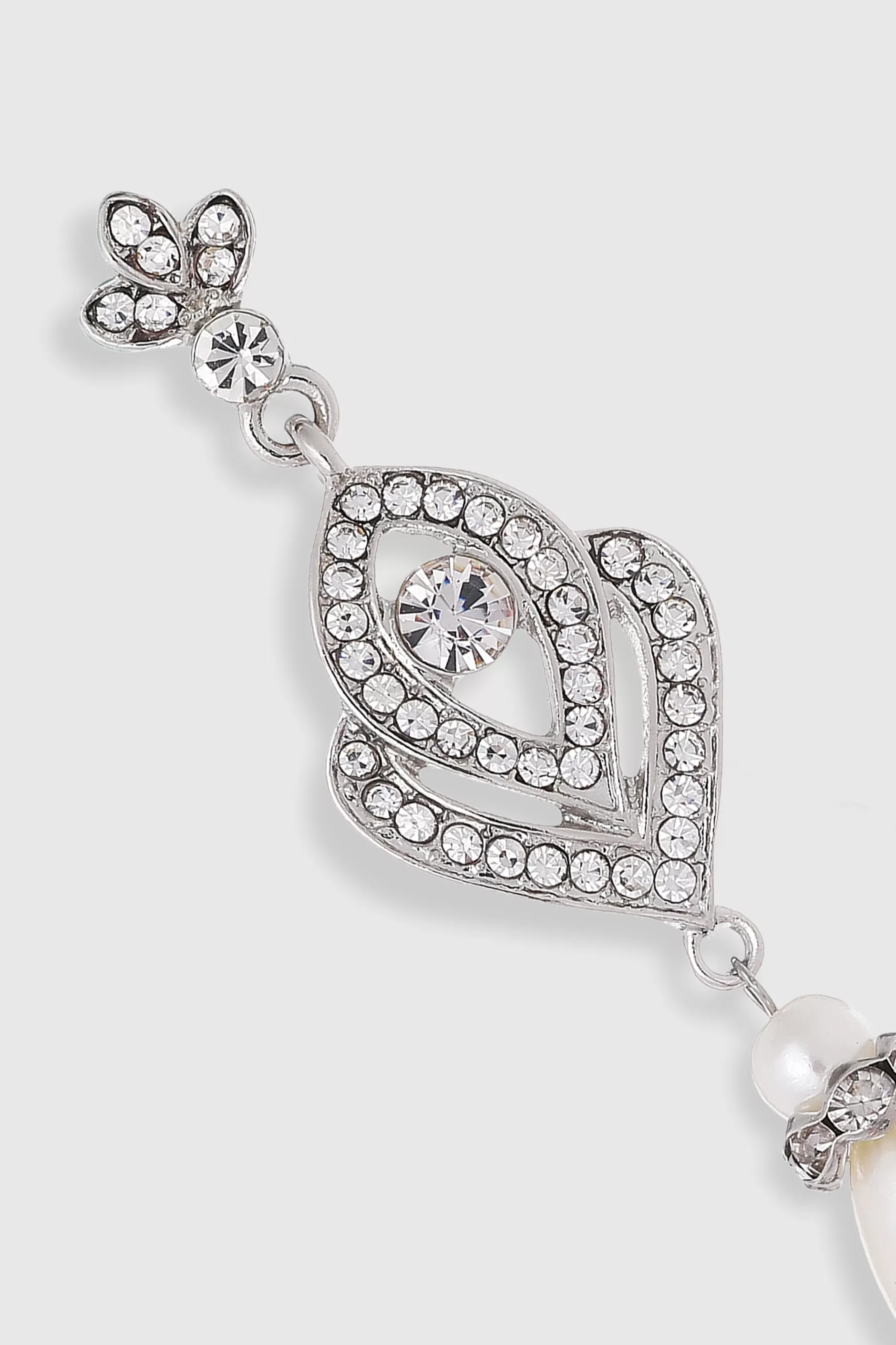 Art Deco Crystal Pearl Drop Earrings-BABEYOND Online