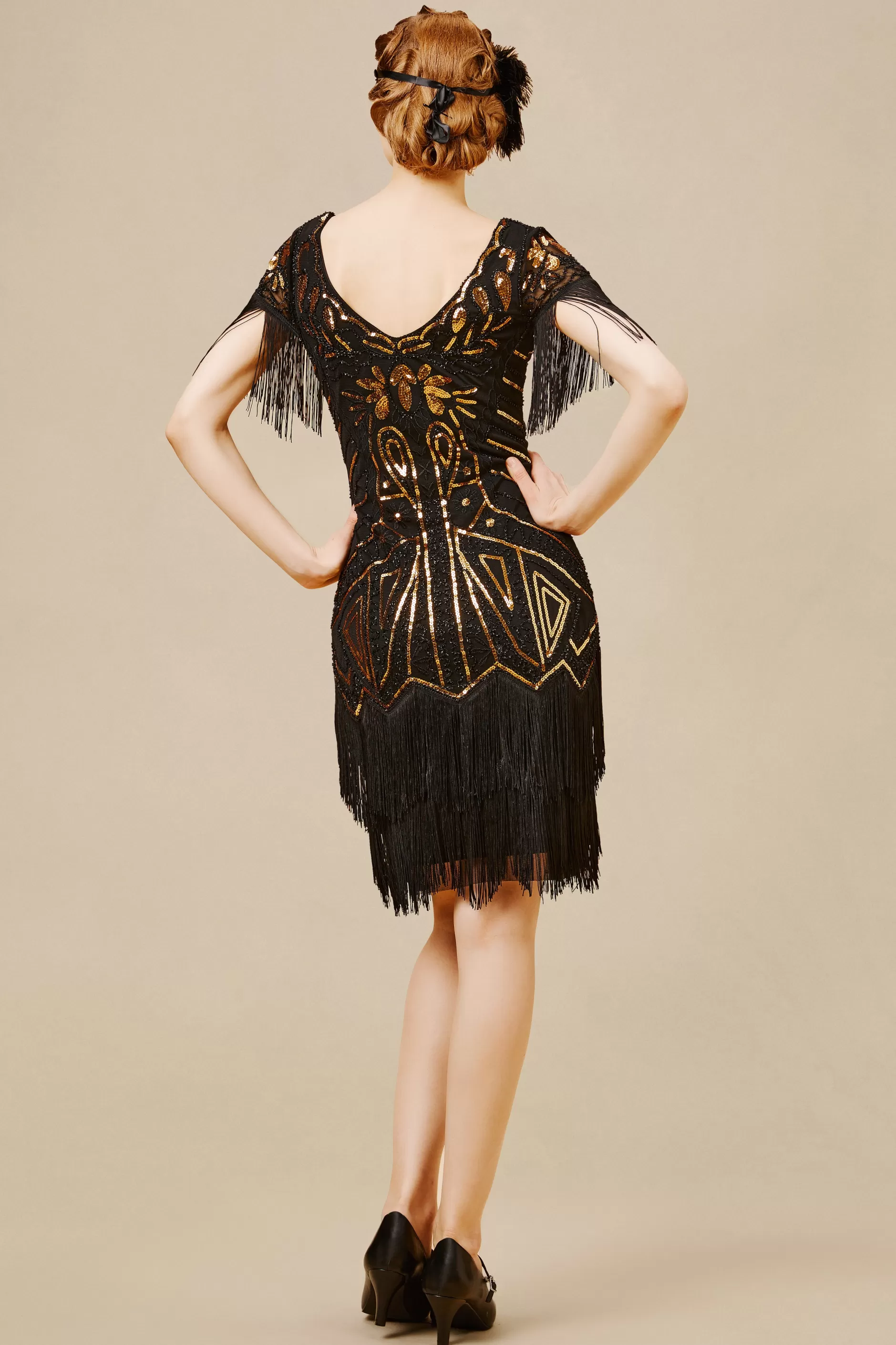 Art Deco Paisley Sequin Fringe Dress-BABEYOND Discount