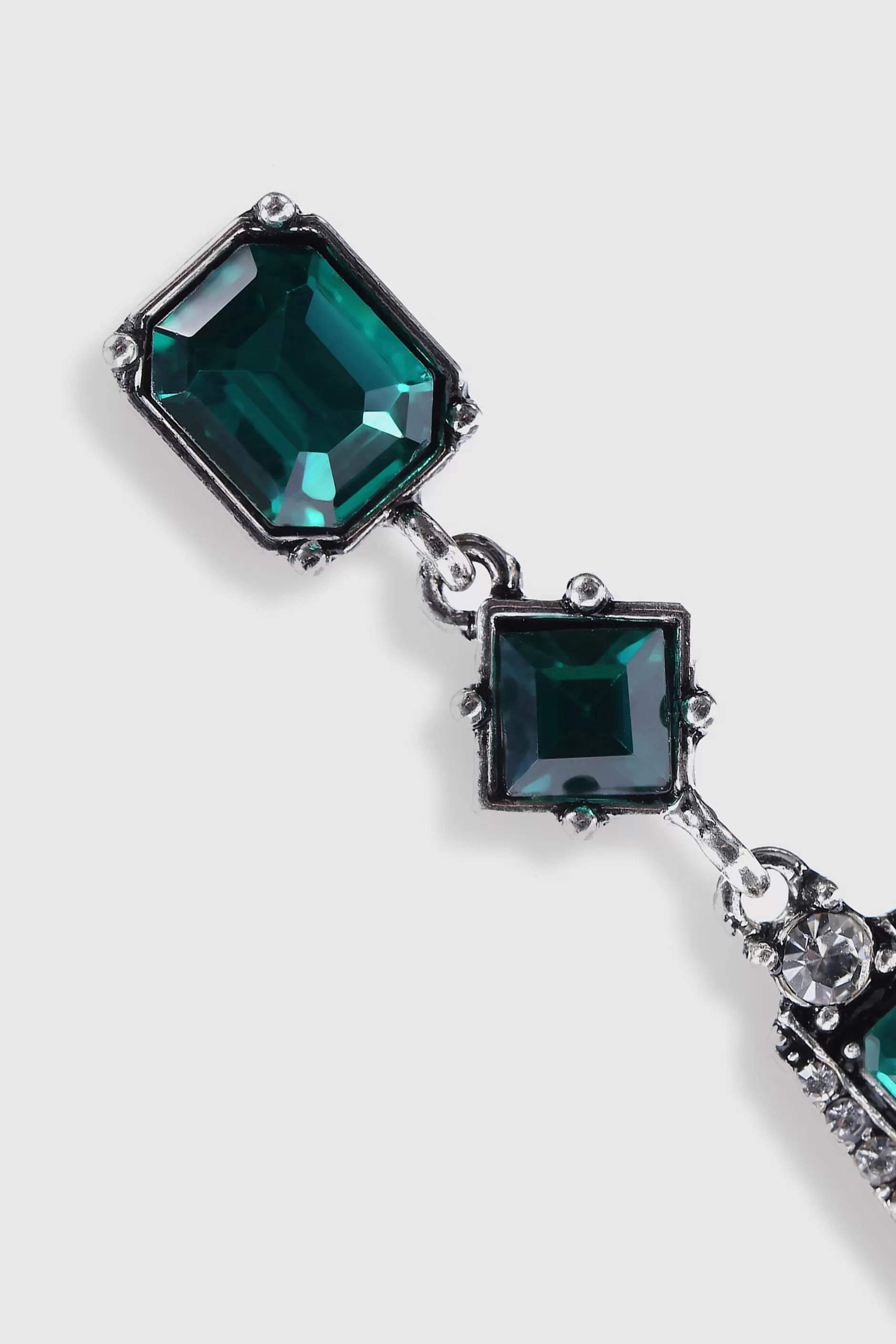 Art-Deco Rhinestone Studded Earrings-BABEYOND Outlet