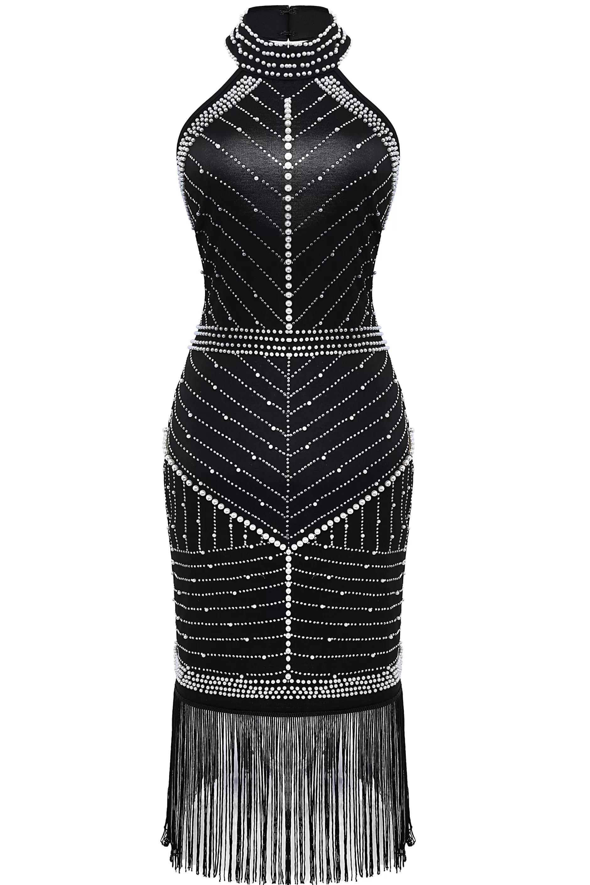 Beaded Crew Neck Fringed Dress-BABEYOND Best