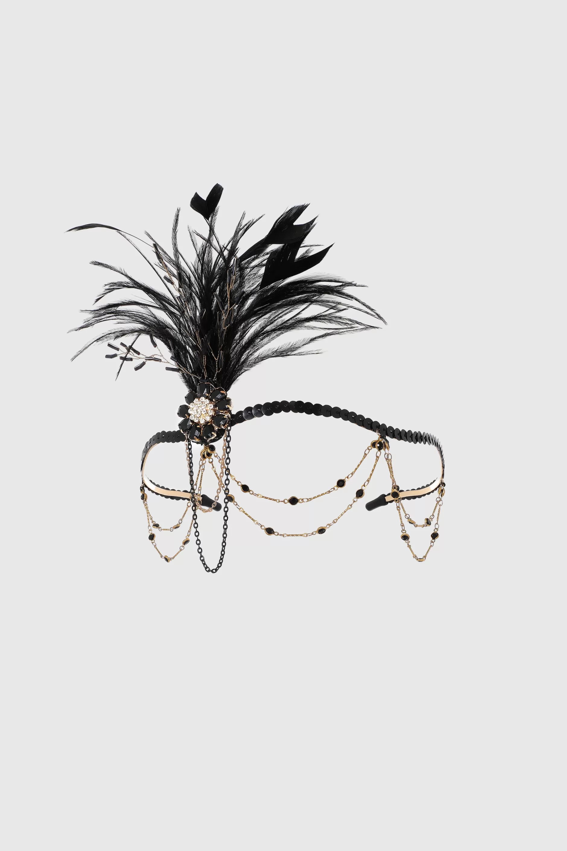 Beaded Crystal Chain Feather Headband-BABEYOND Cheap