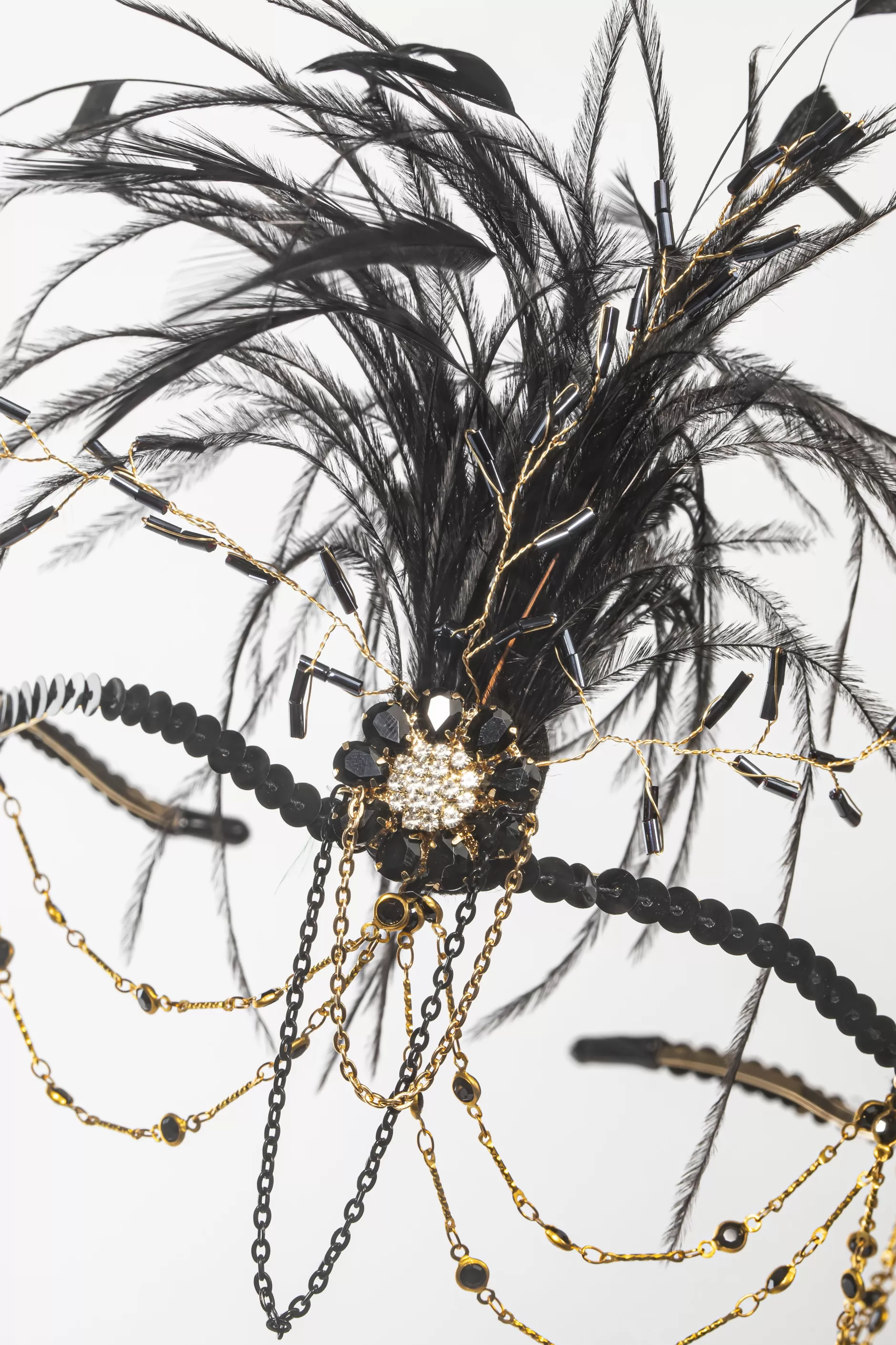 Beaded Crystal Chain Feather Headband-BABEYOND Cheap