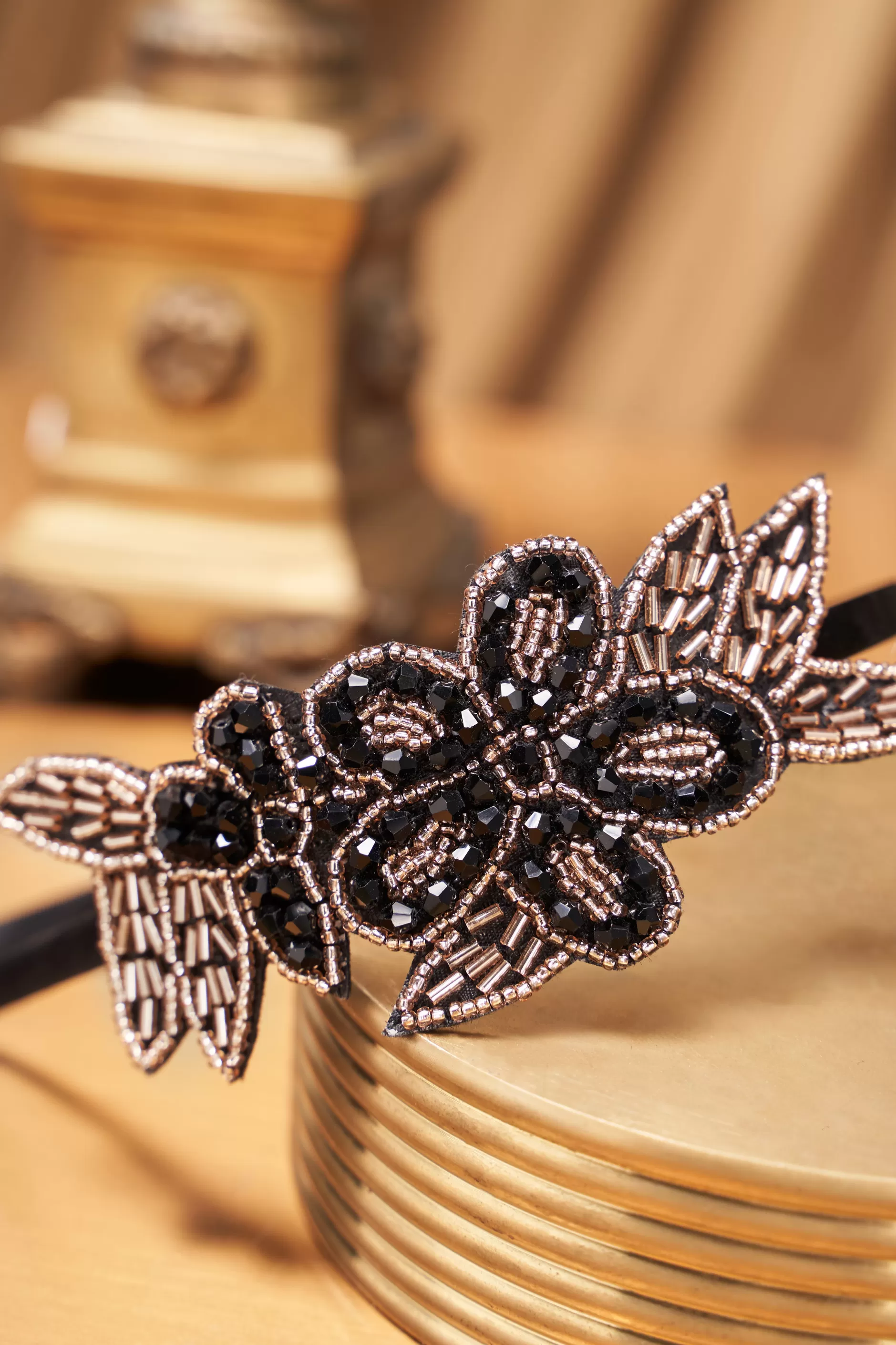 Beaded Leaf Sparkling Headband-BABEYOND Store