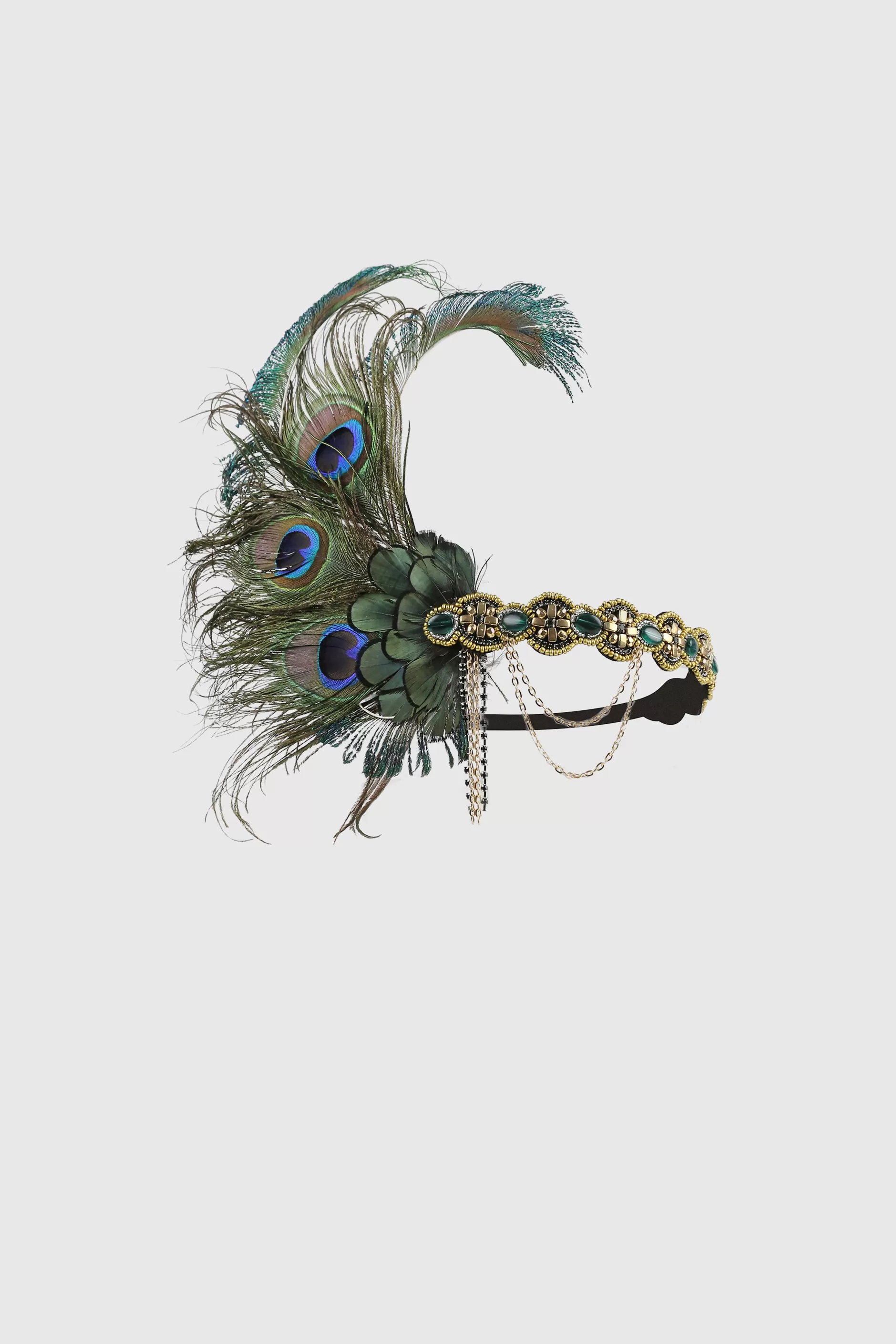 Beaded Peacock Feather Headband-BABEYOND Cheap