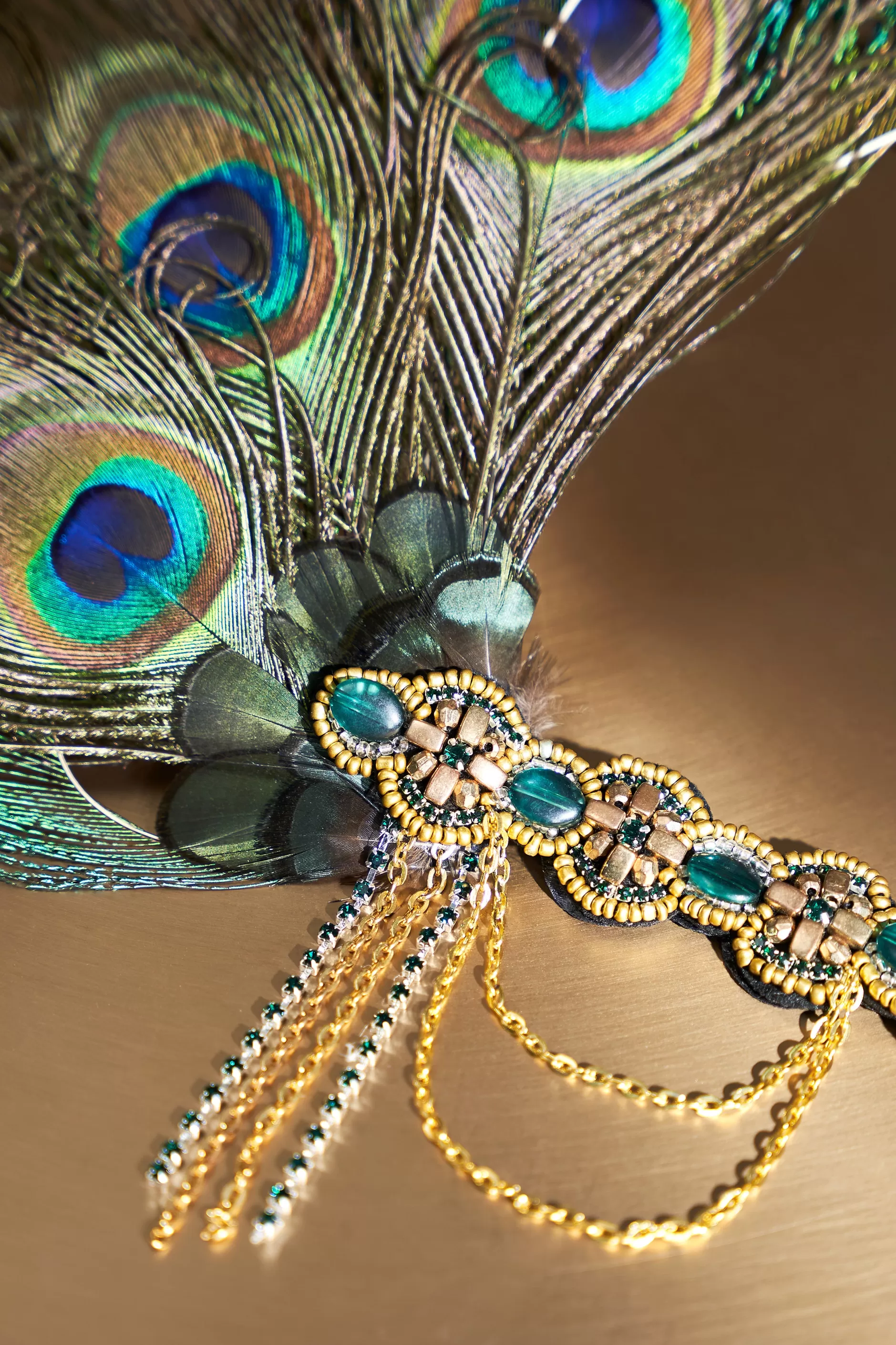 Beaded Peacock Feather Headband-BABEYOND Cheap