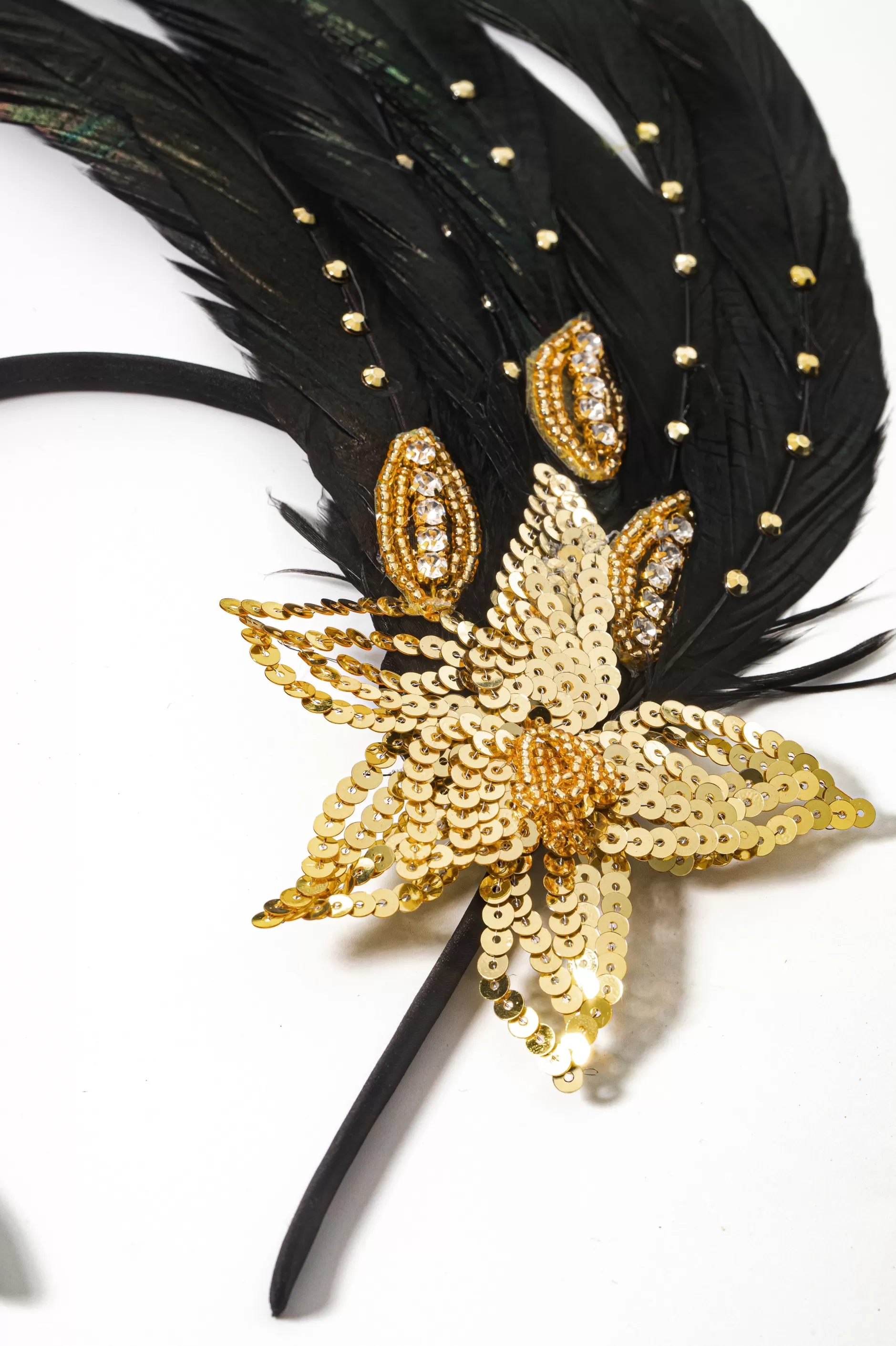 Beaded Sequin Floral Feather Headband-BABEYOND Cheap