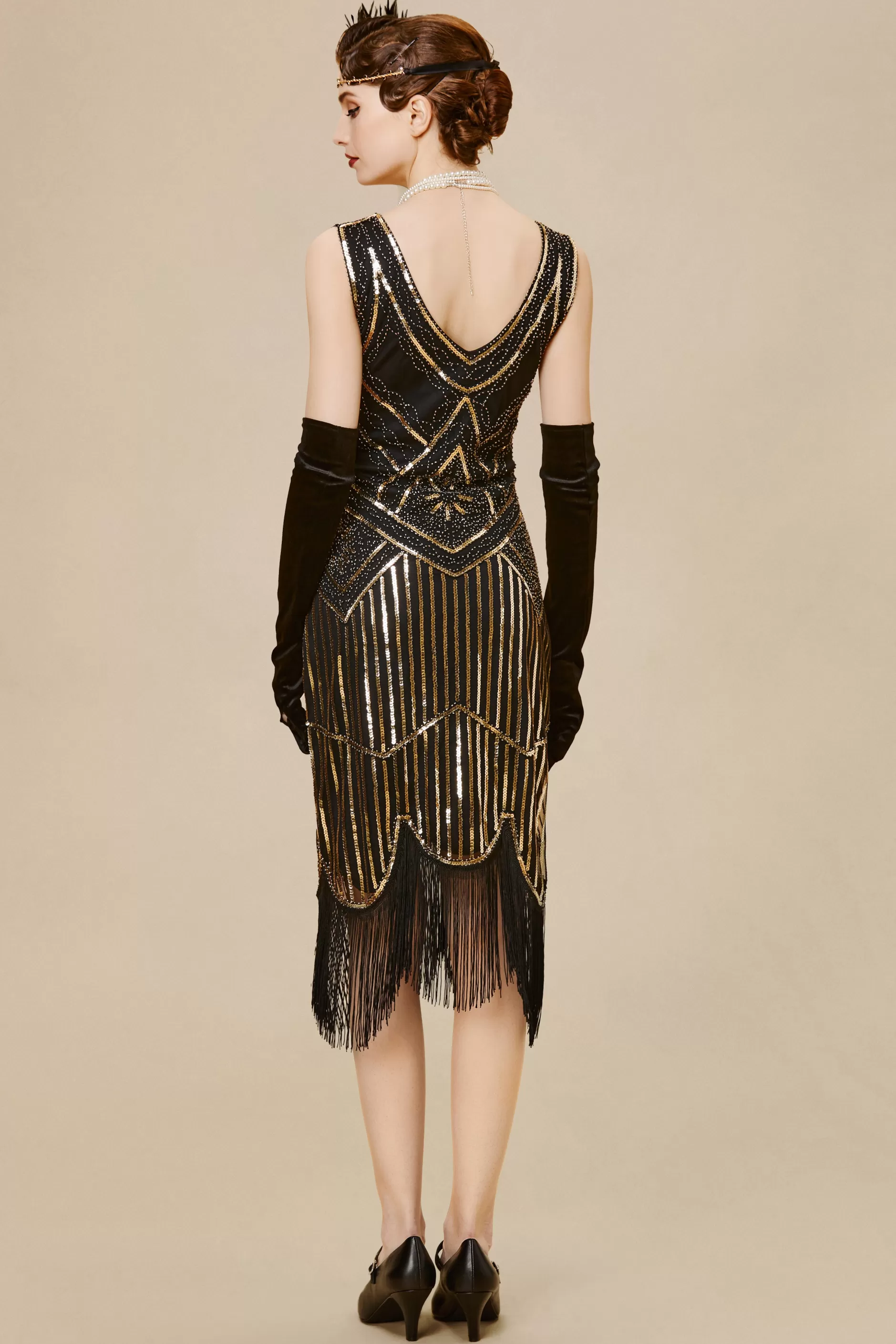 Beaded Sequin Fringe Prom Party Dress-BABEYOND Online