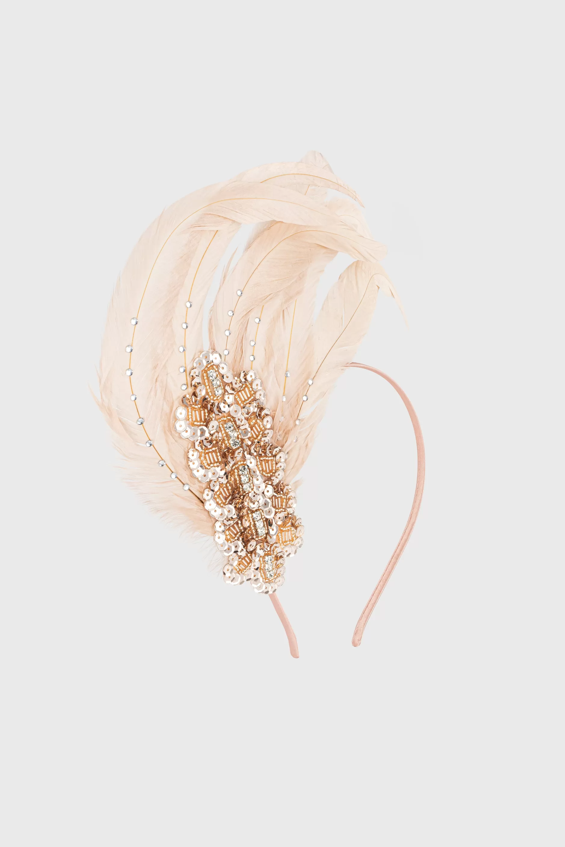 Beaded Sequin Leaf Feather Headband-BABEYOND Store