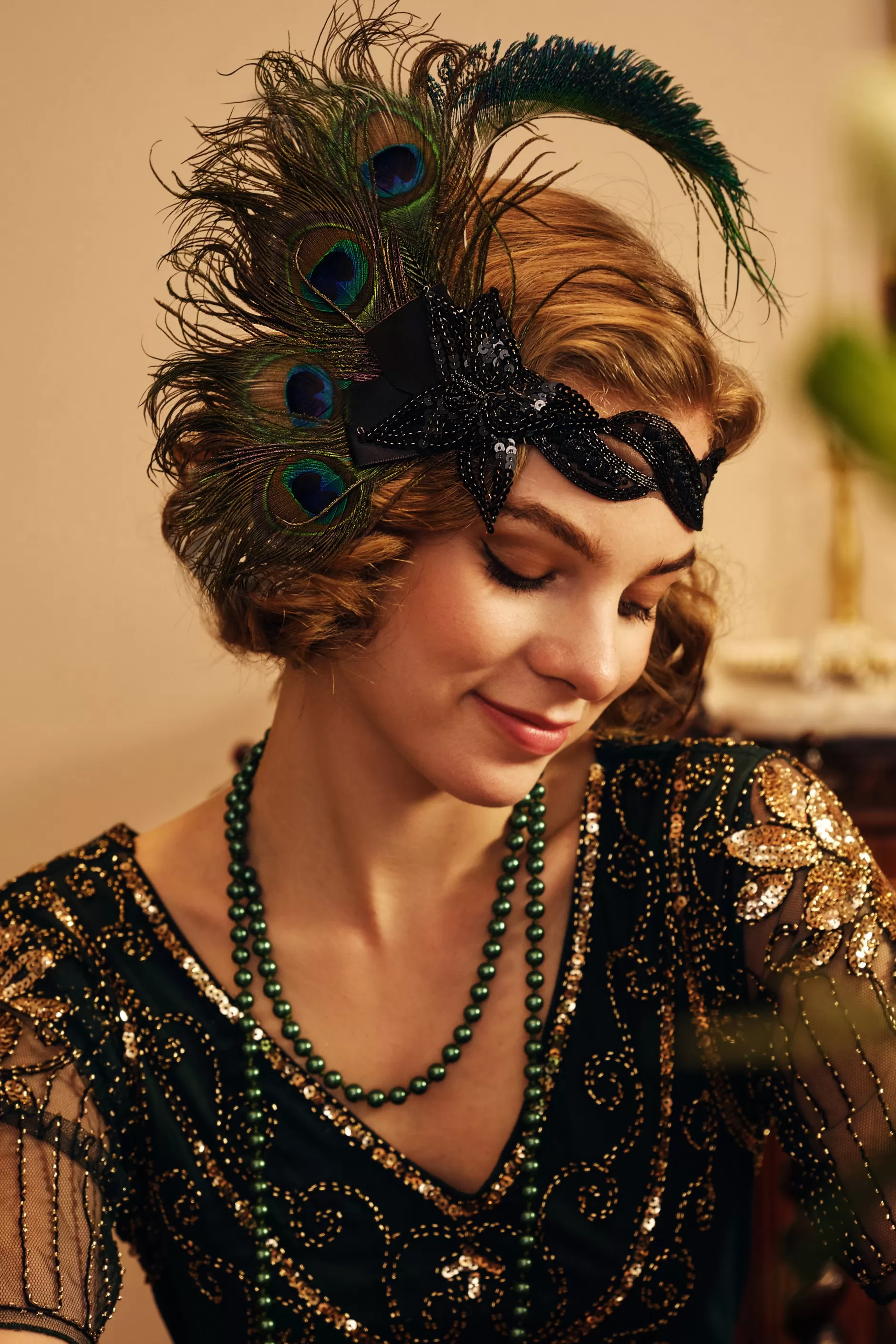 Beaded Sequin Peacock Headband-BABEYOND Shop
