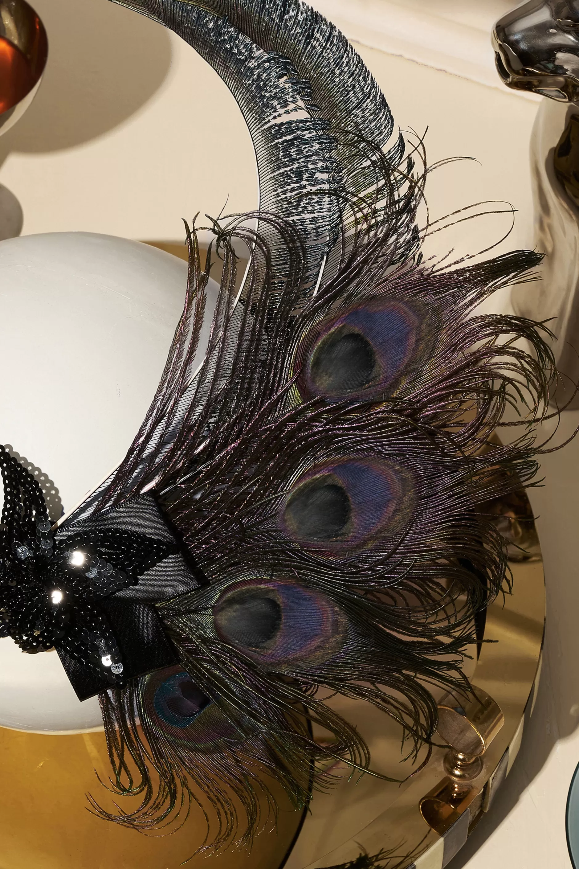 Beaded Sequin Peacock Headdress-BABEYOND Best Sale