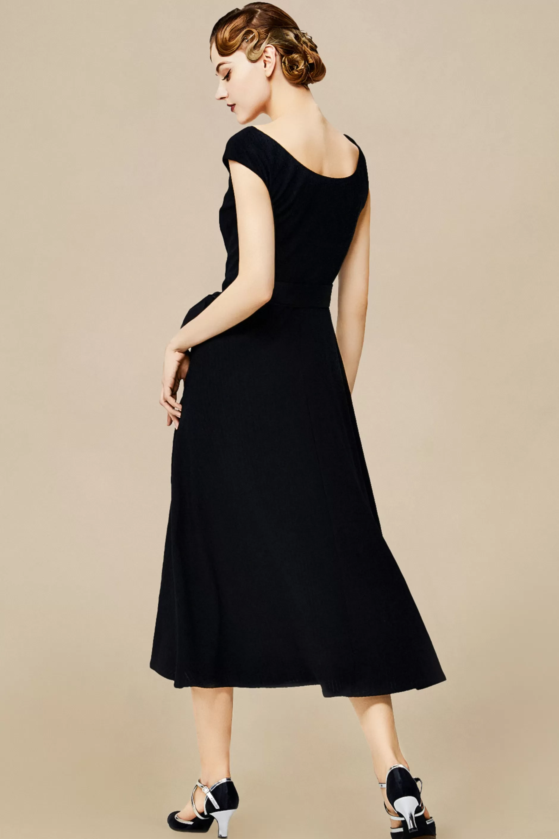 Cape Sleeve Square Neck A-Line Formal Dress-BABEYOND Online