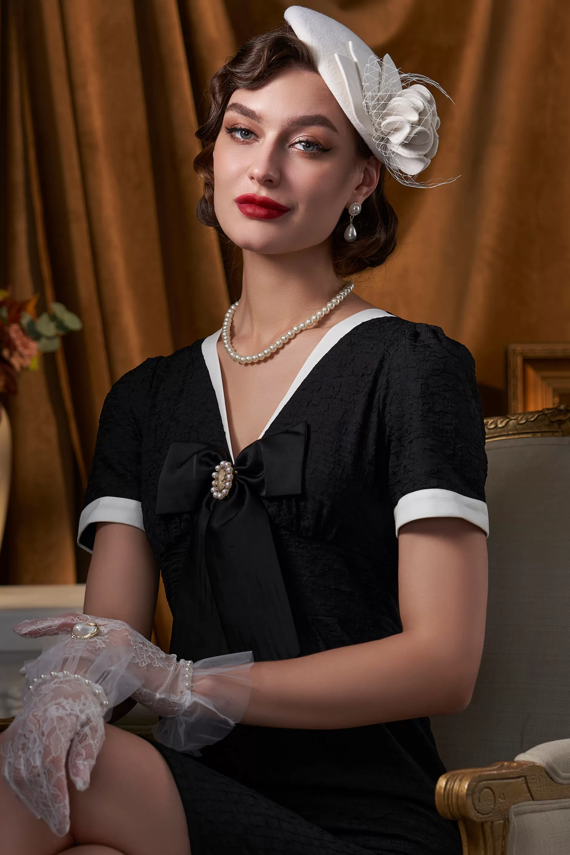 Classic Pillbox Flower Mesh Fascinator-BABEYOND Best