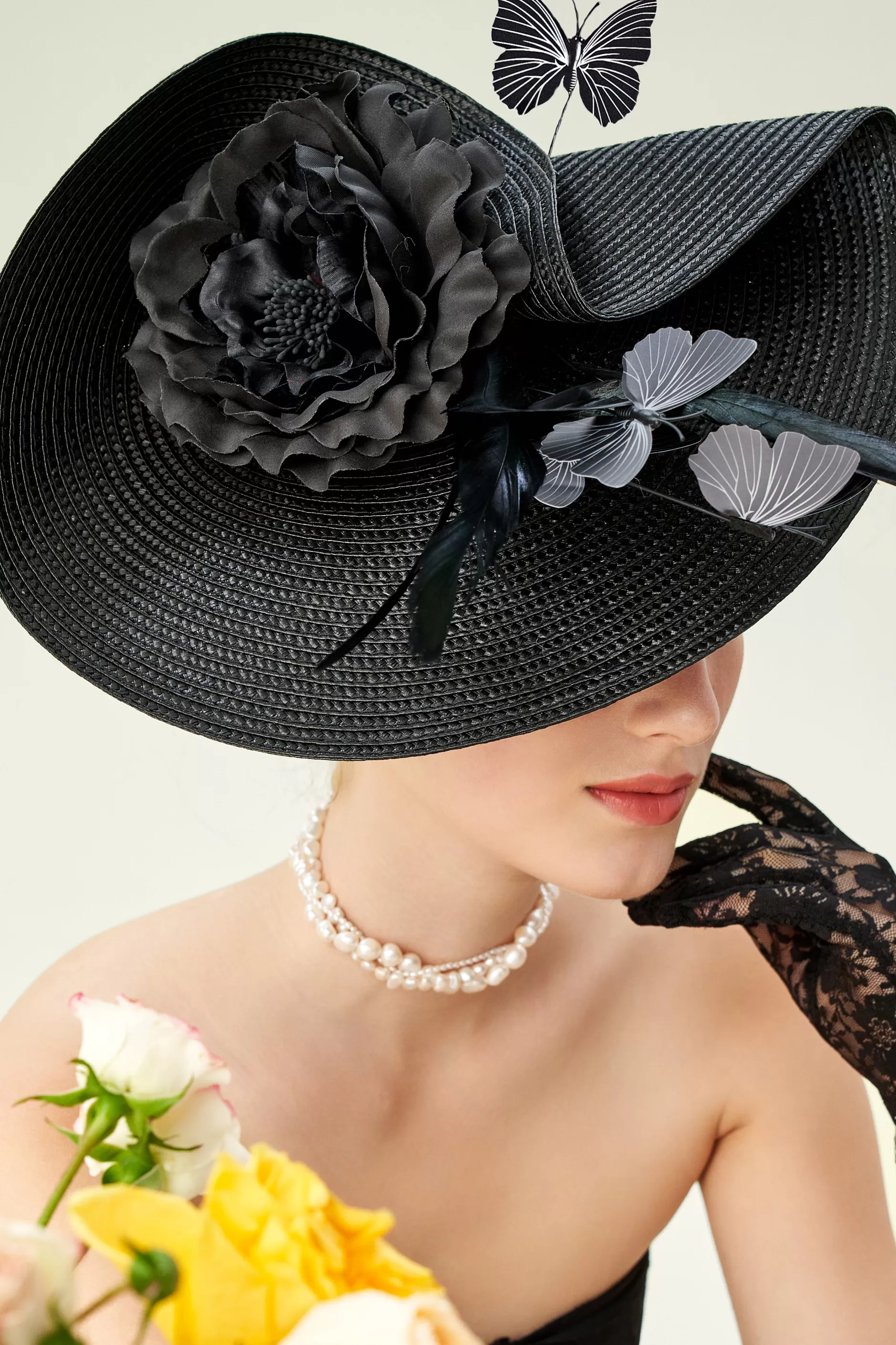 Classic Vintage Wide Brim Fascinator-BABEYOND New