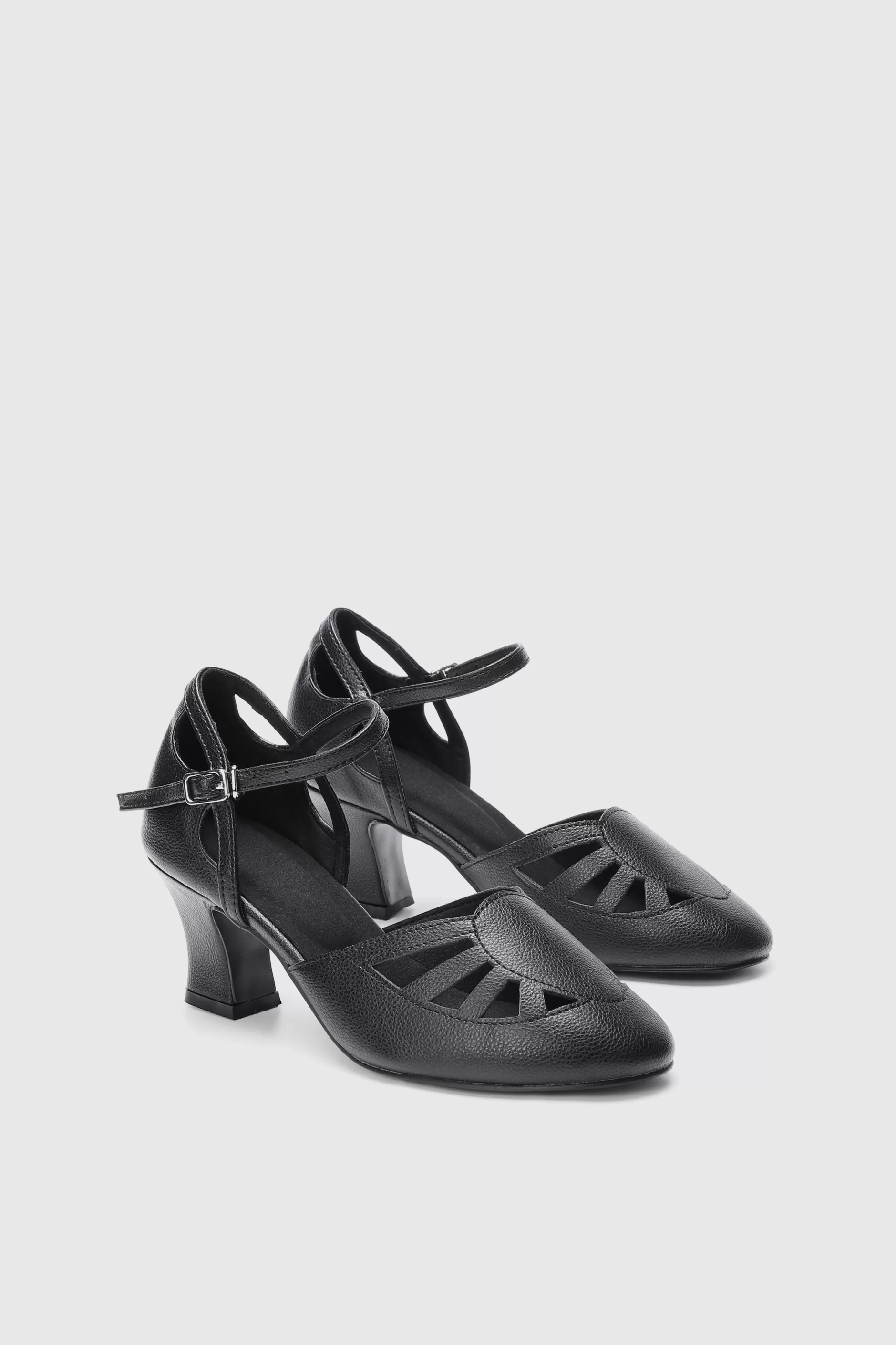 Closed Toe Cut Out Ankle Strap Shoes-BABEYOND Store