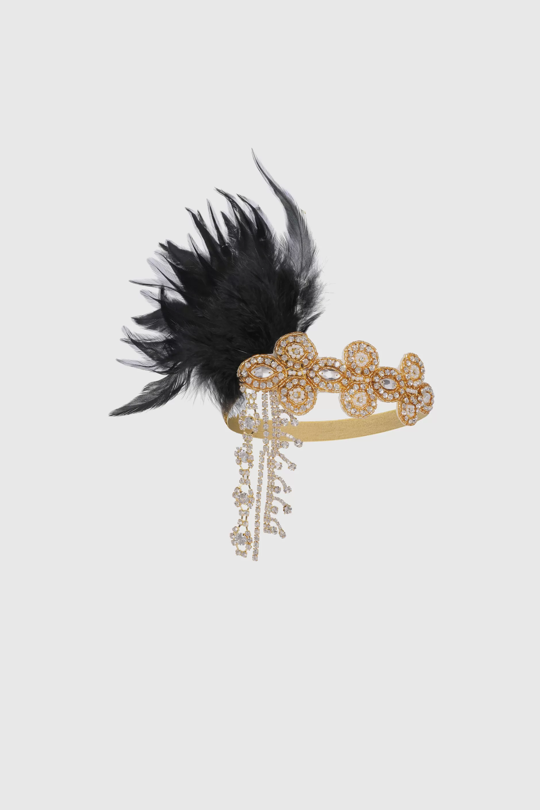 Crystal Beaded Feather Headband-BABEYOND Store