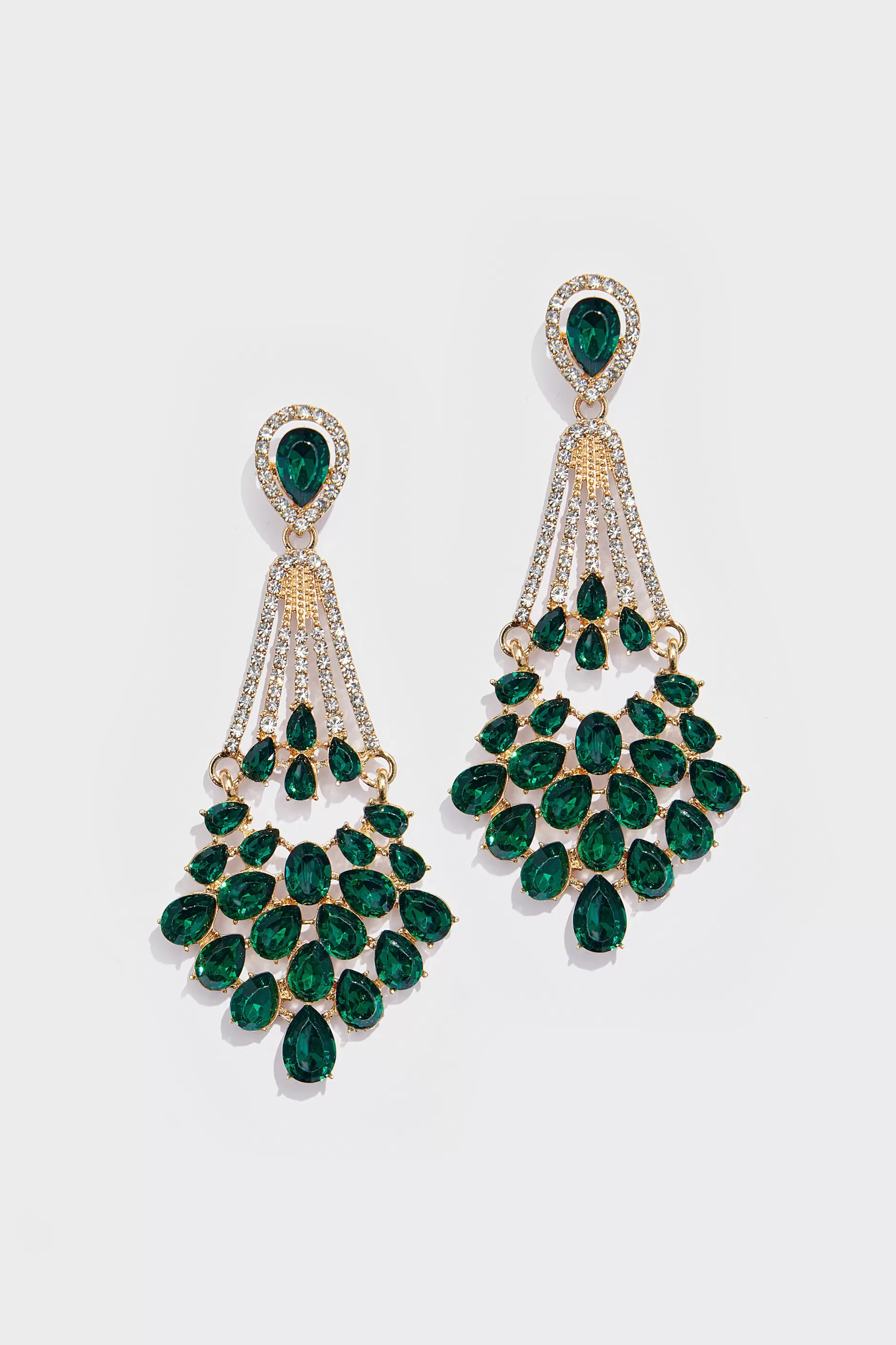 Crystal Rhinestone Chandelier Earrings-BABEYOND Online