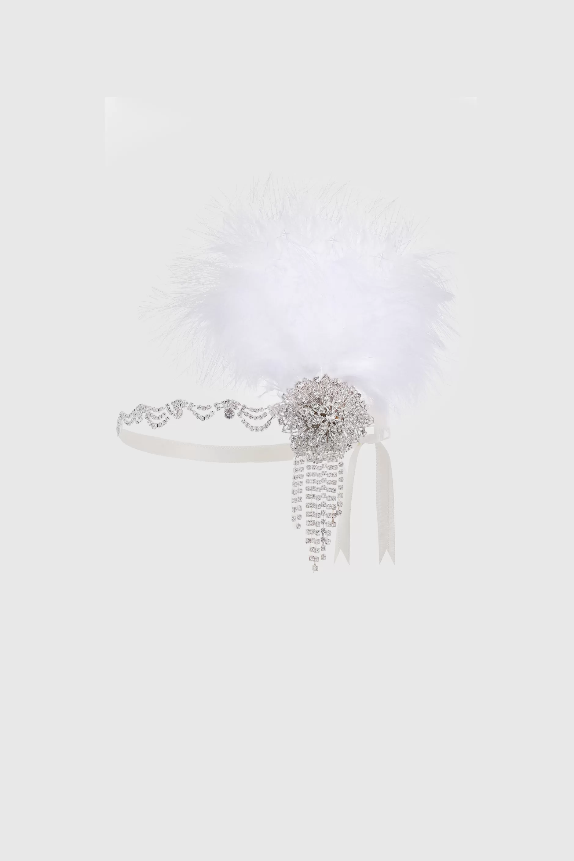 Crystal Studded Ostrich Feather Headpiece-BABEYOND Hot