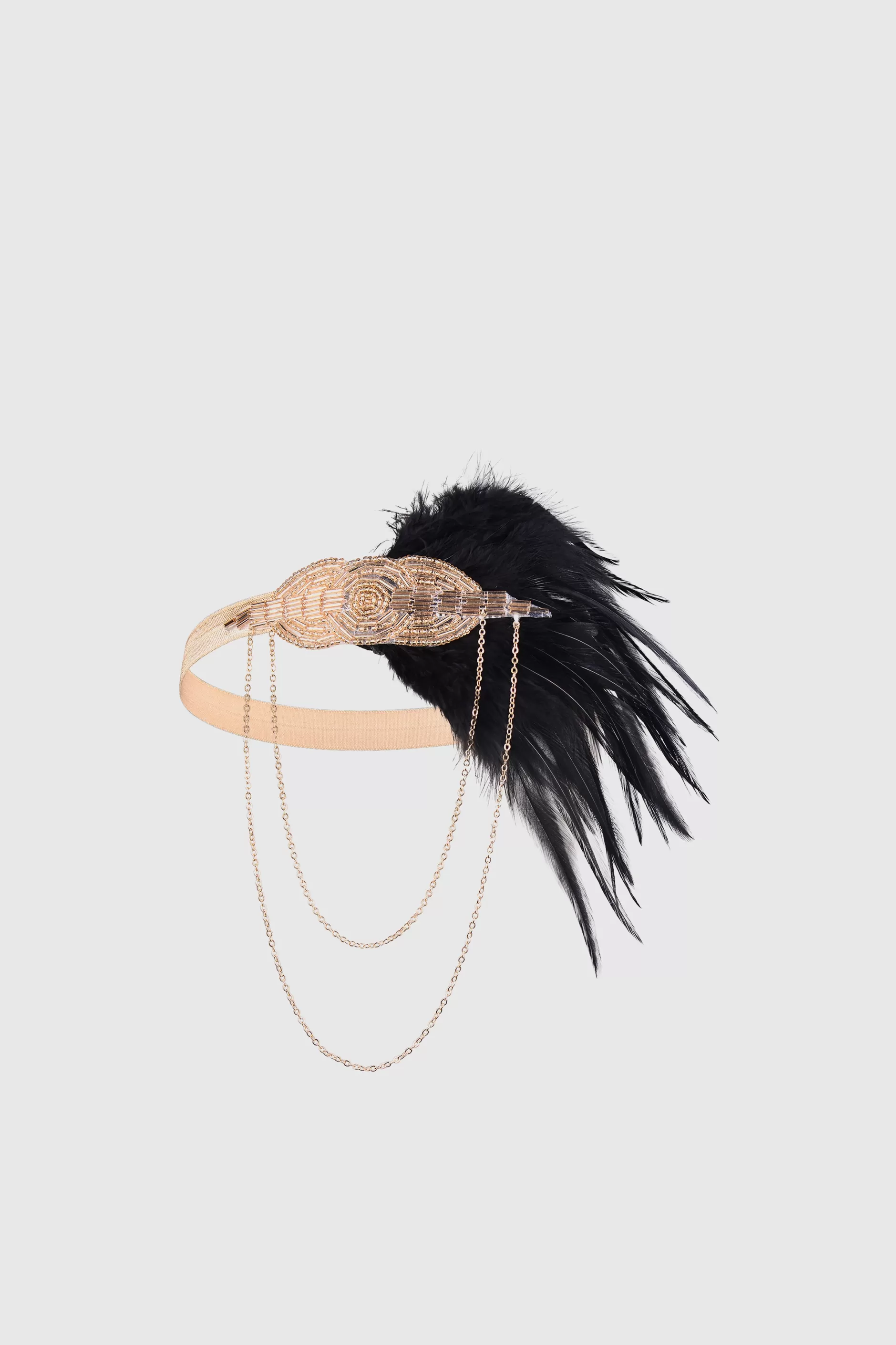 Dangling Chain Ostrich Feather Headband-BABEYOND Cheap