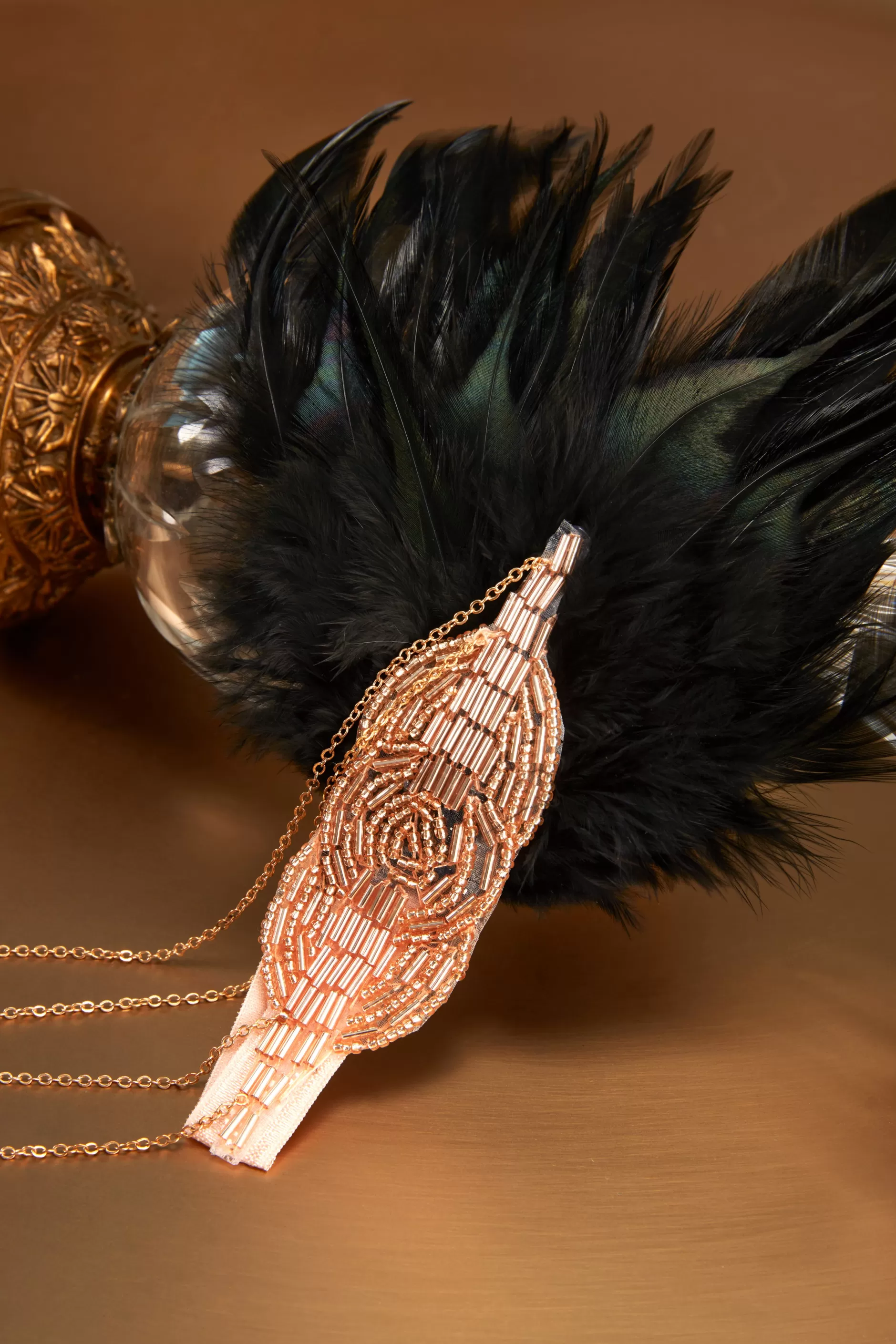 Dangling Chain Ostrich Feather Headband-BABEYOND Cheap