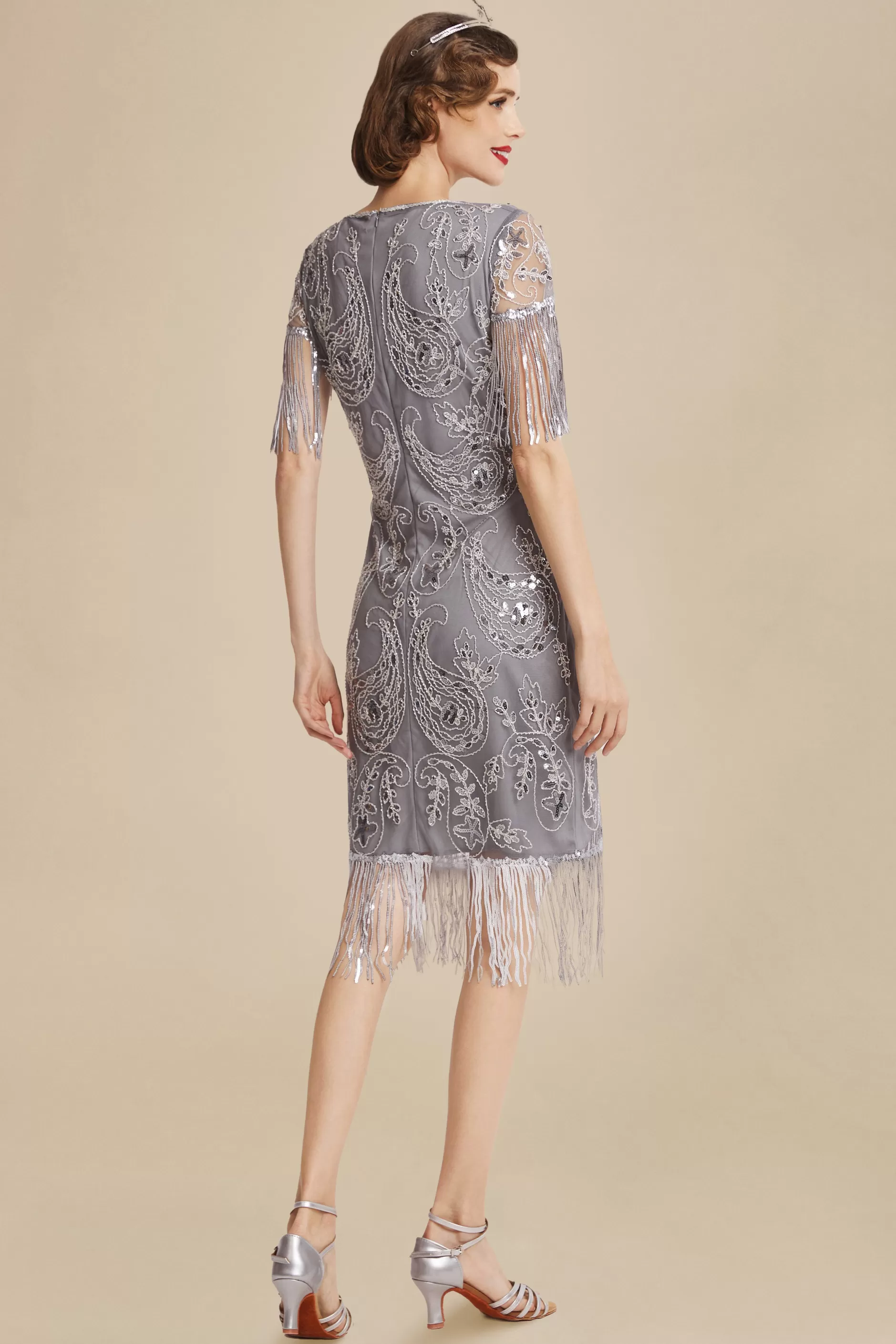 Embellished Fringe Sequin Art Deco Dress-BABEYOND Online