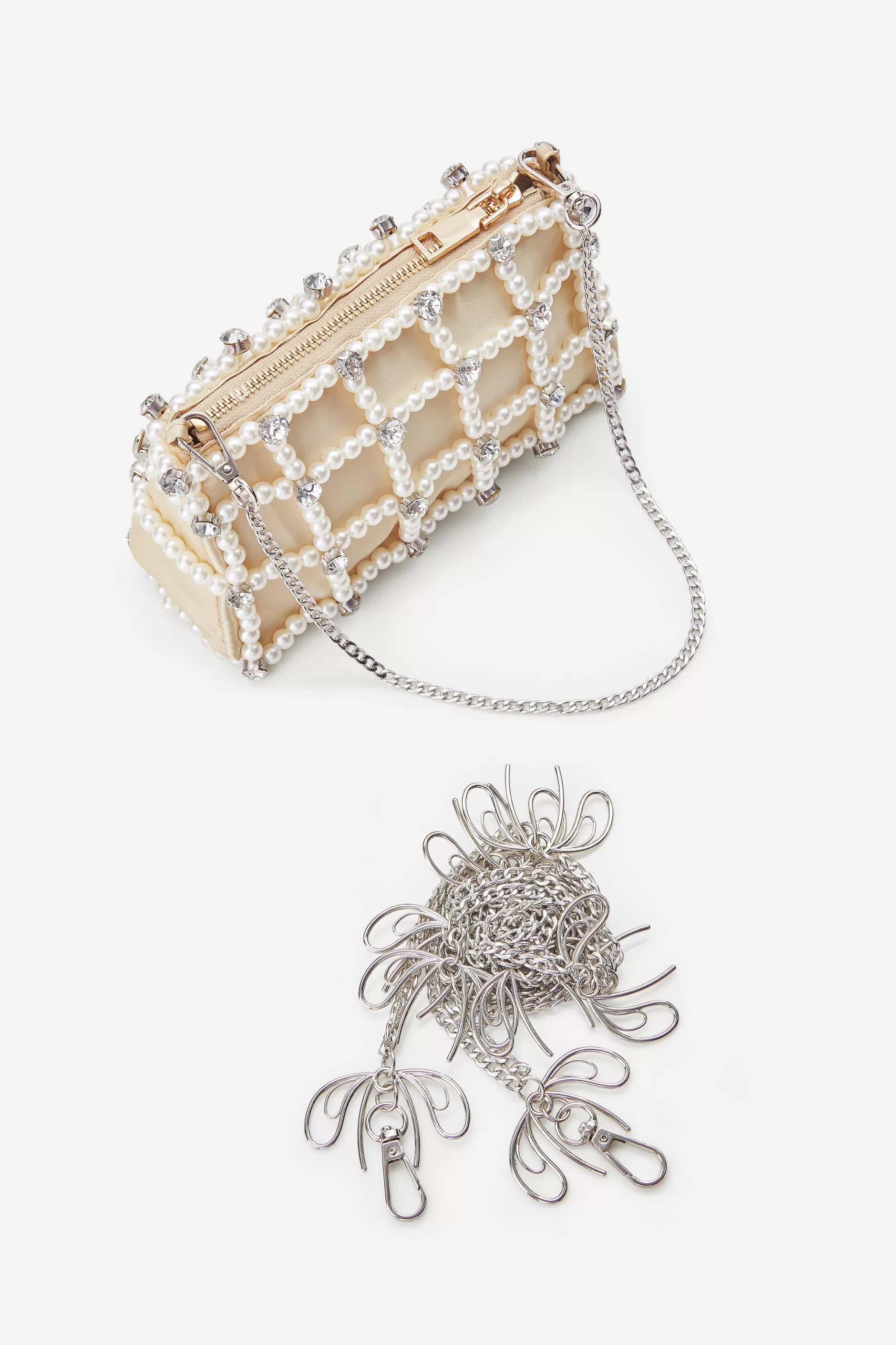 Embellished Pearl Chain Clutch-BABEYOND Cheap