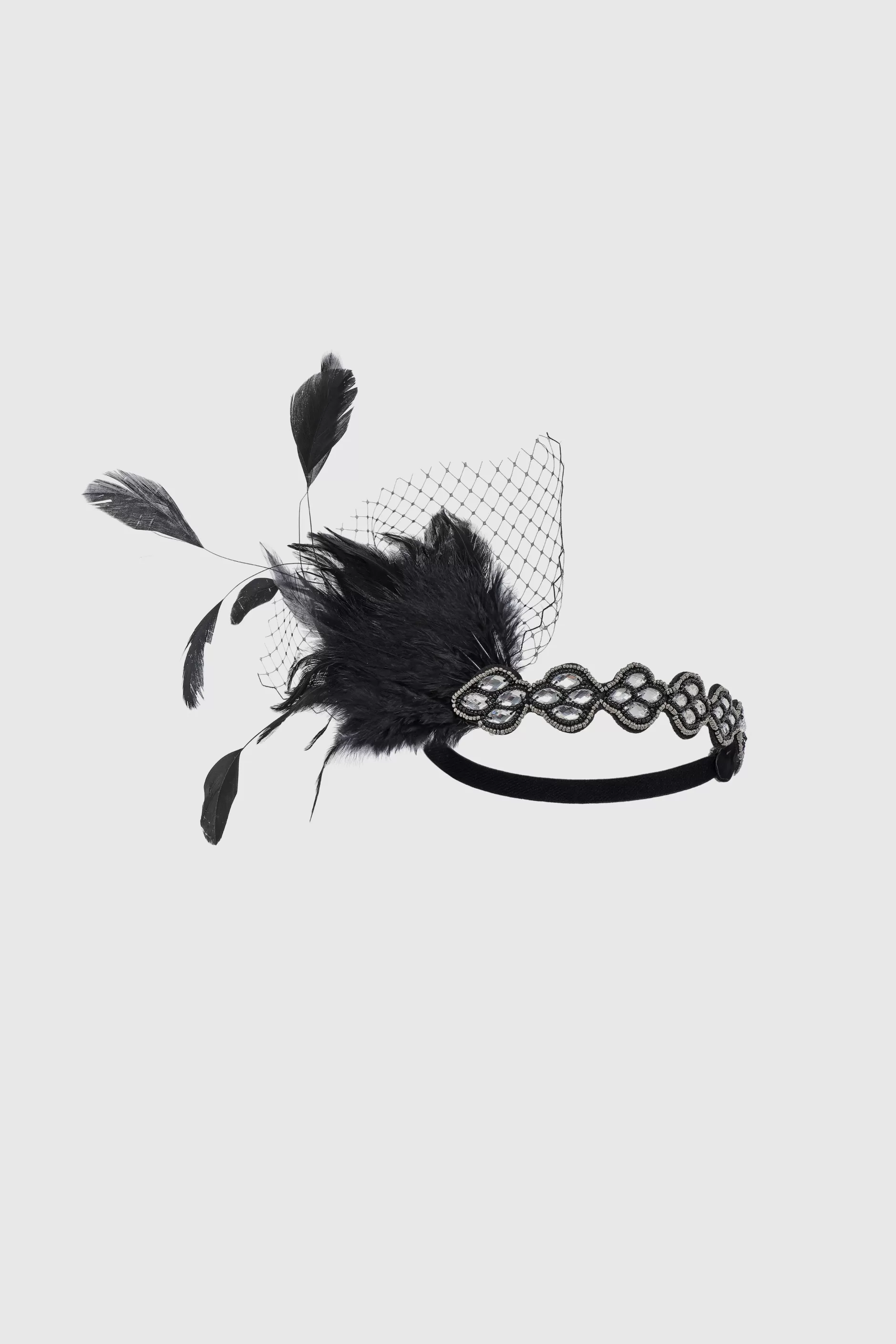 Embellished Rhinestone Feather Headband-BABEYOND New