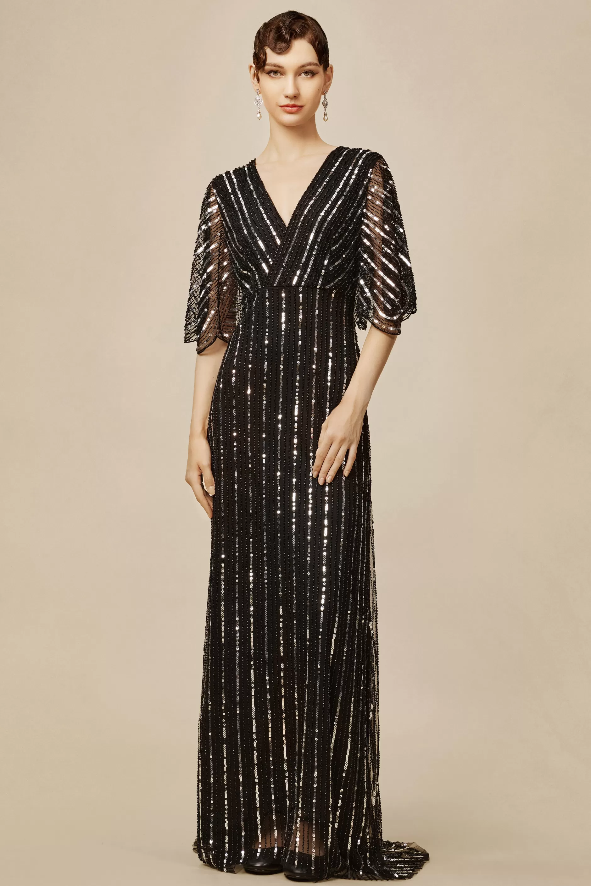 Embellished Sequin Evening Gown-BABEYOND Best