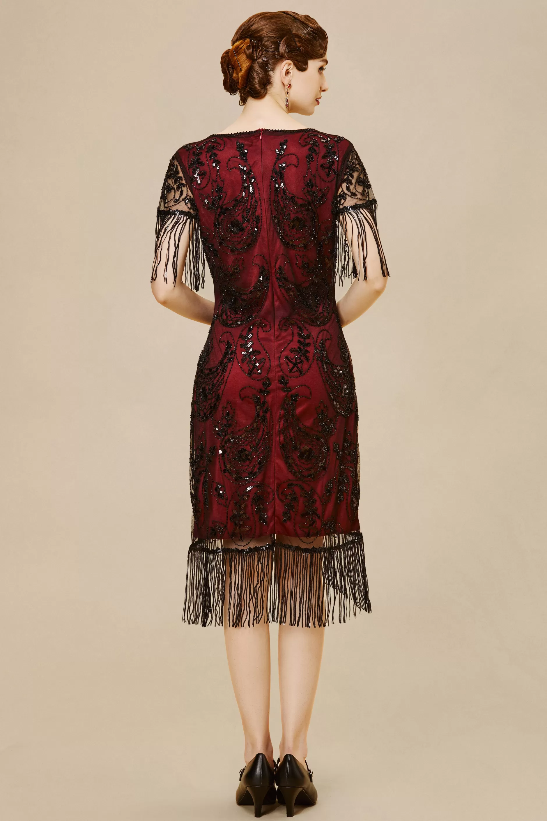 Embellished Sequin Fringe Art Deco Dress-BABEYOND Best Sale