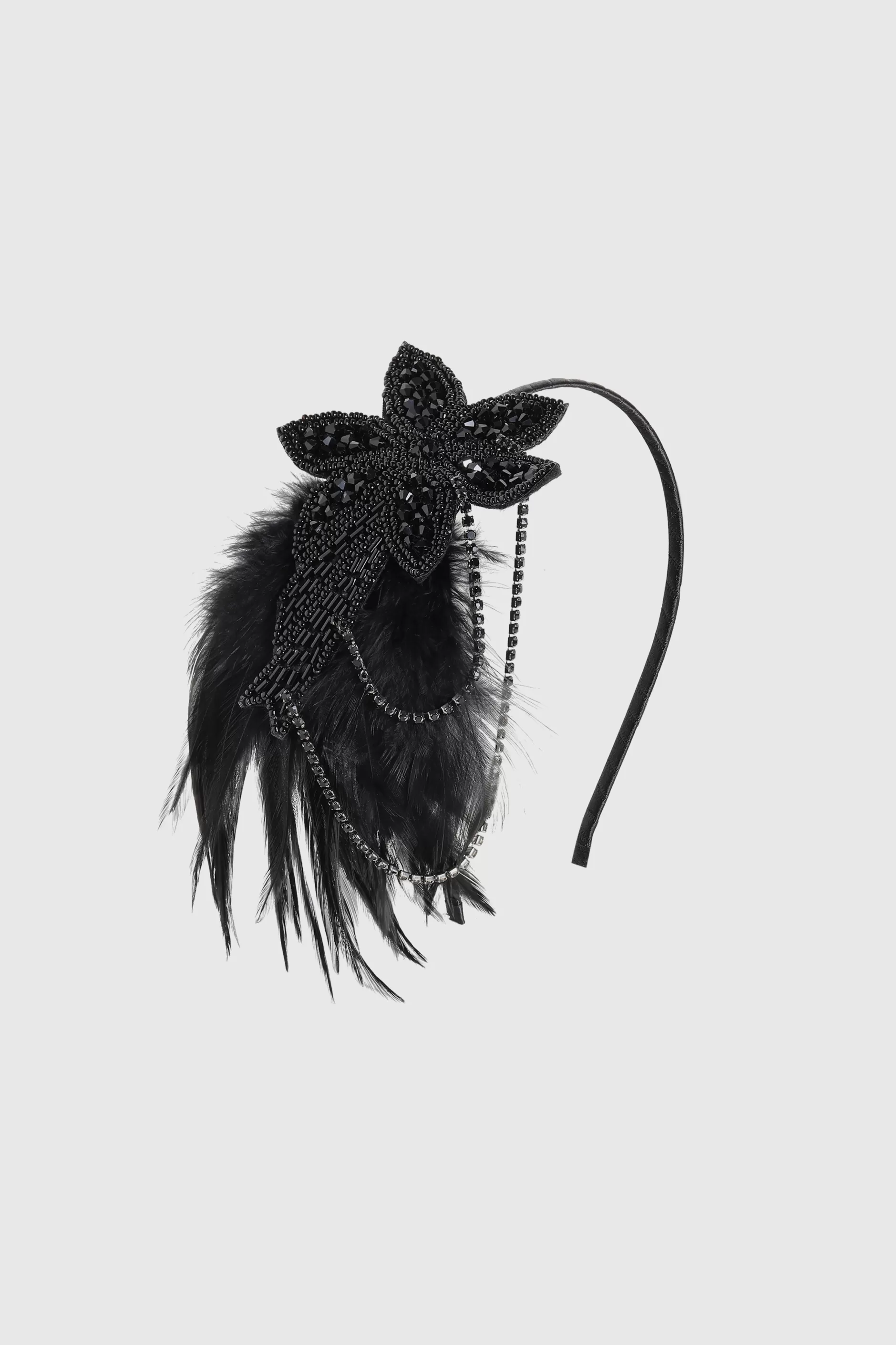 Embroidered Blossom Feather Headband-BABEYOND Outlet