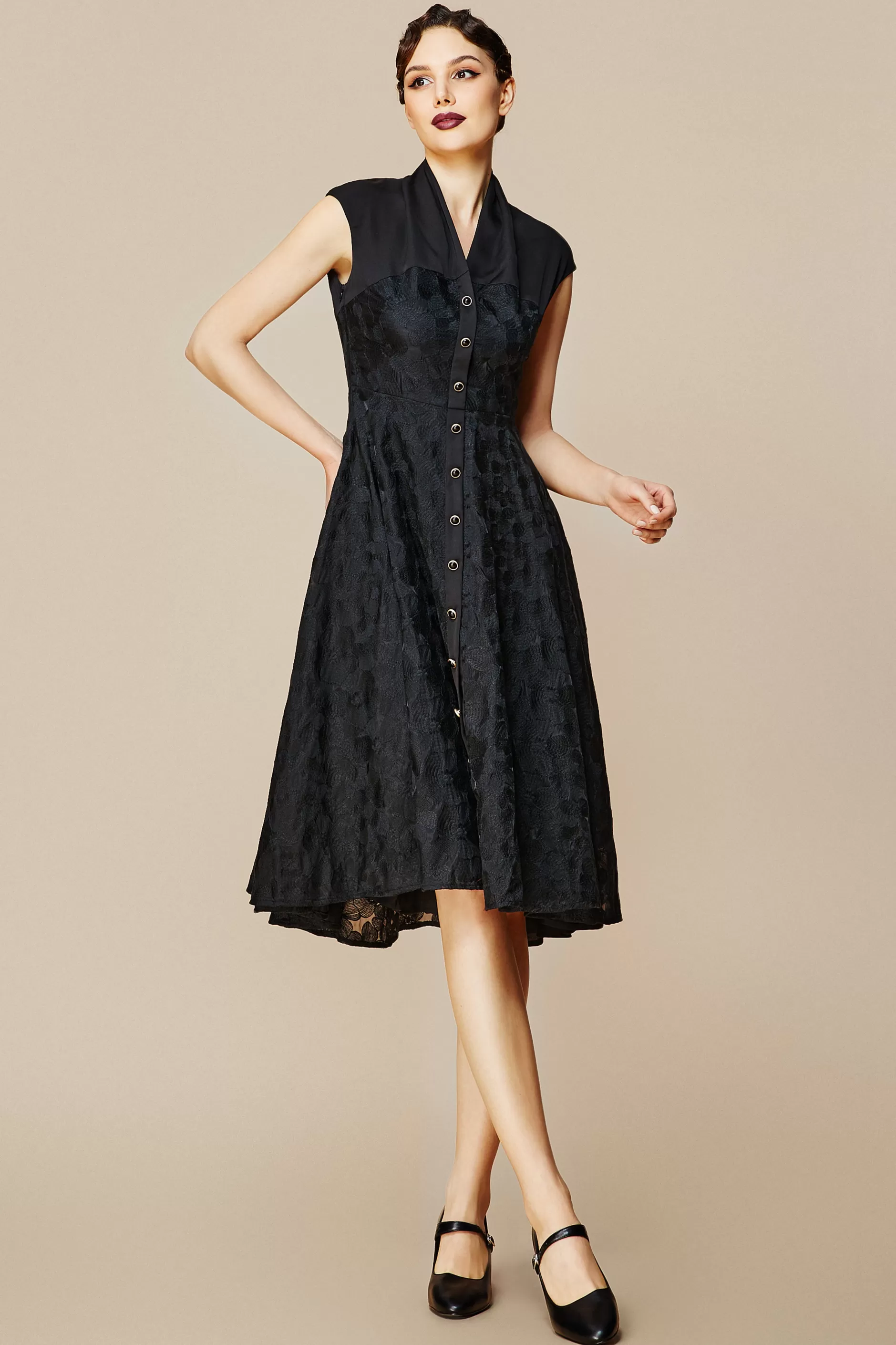 Embroidered Floral Cap Sleeve Dress-BABEYOND Cheap
