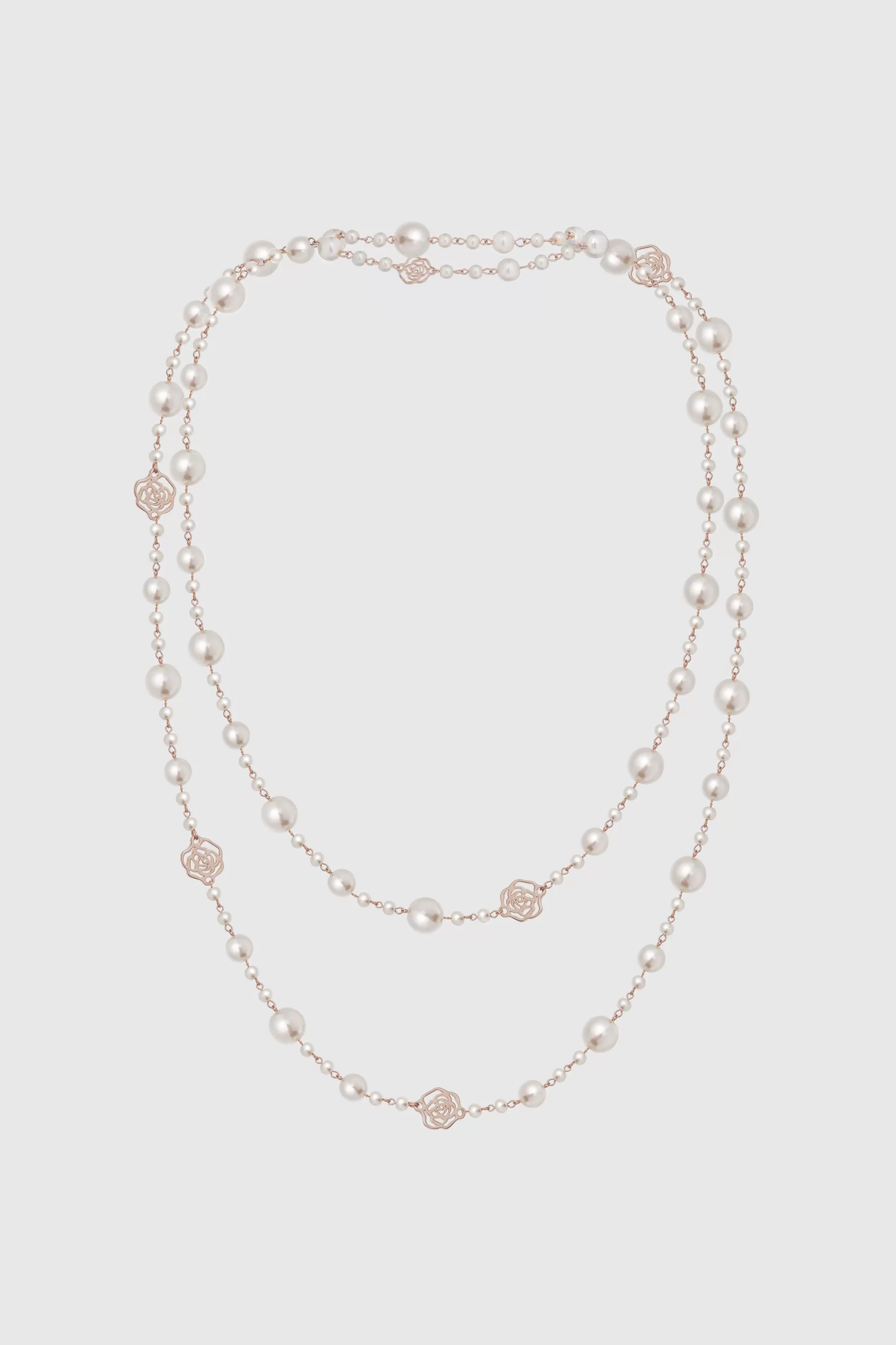 Faux Pearls Rose Necklace-BABEYOND Fashion