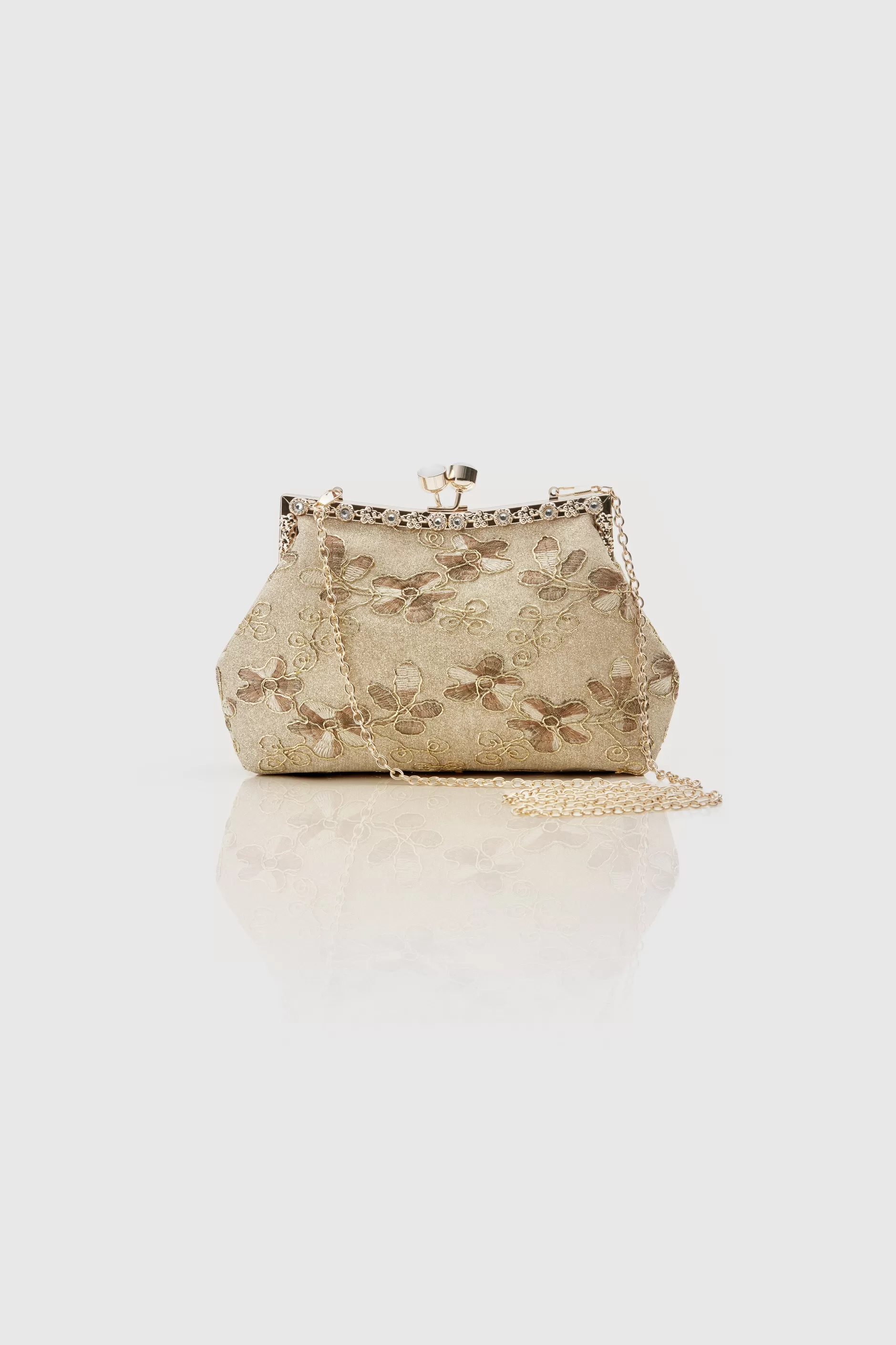 Floral Embroidery Rhinestone Evening Clutch-BABEYOND Hot