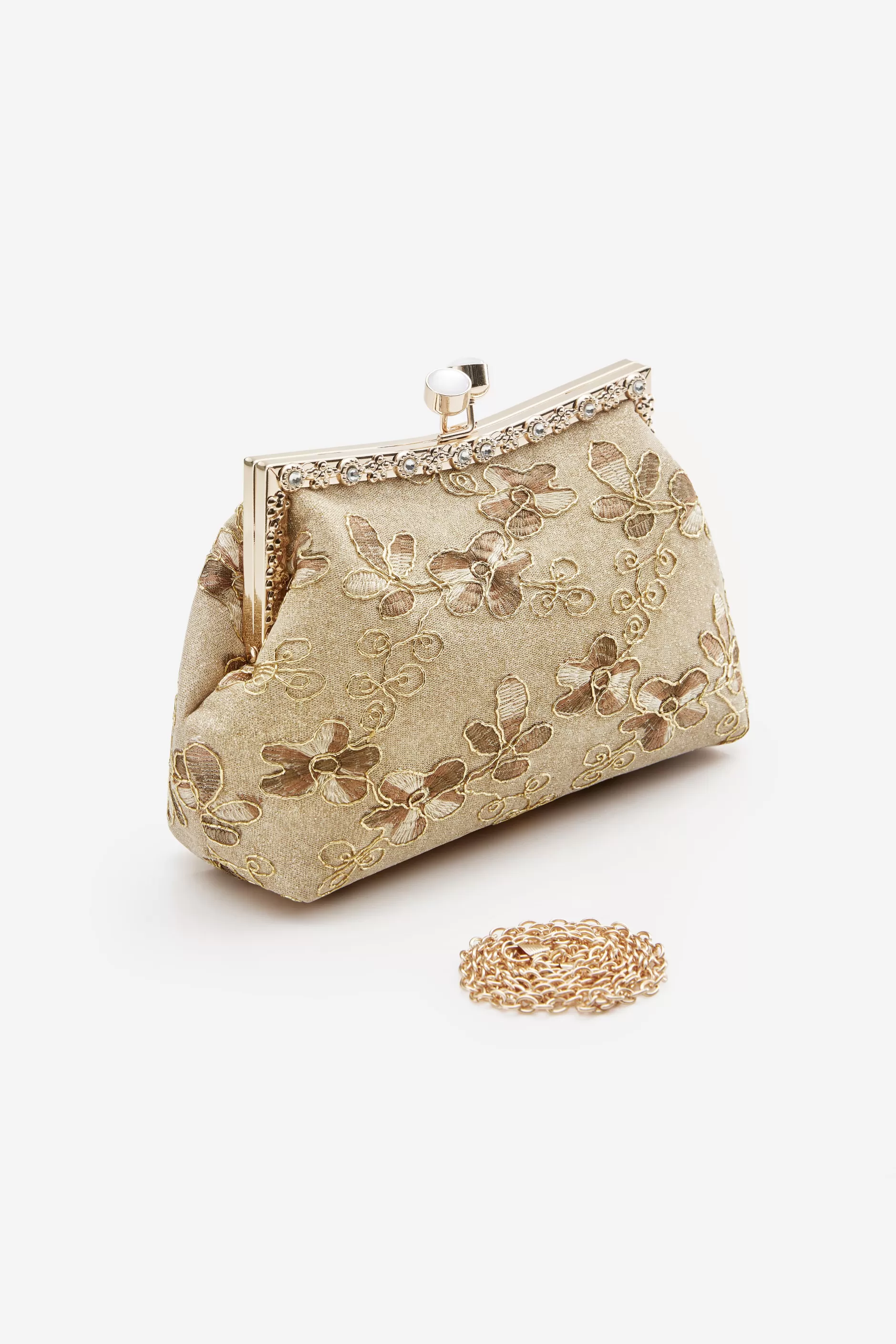 Floral Embroidery Rhinestone Evening Clutch-BABEYOND Hot