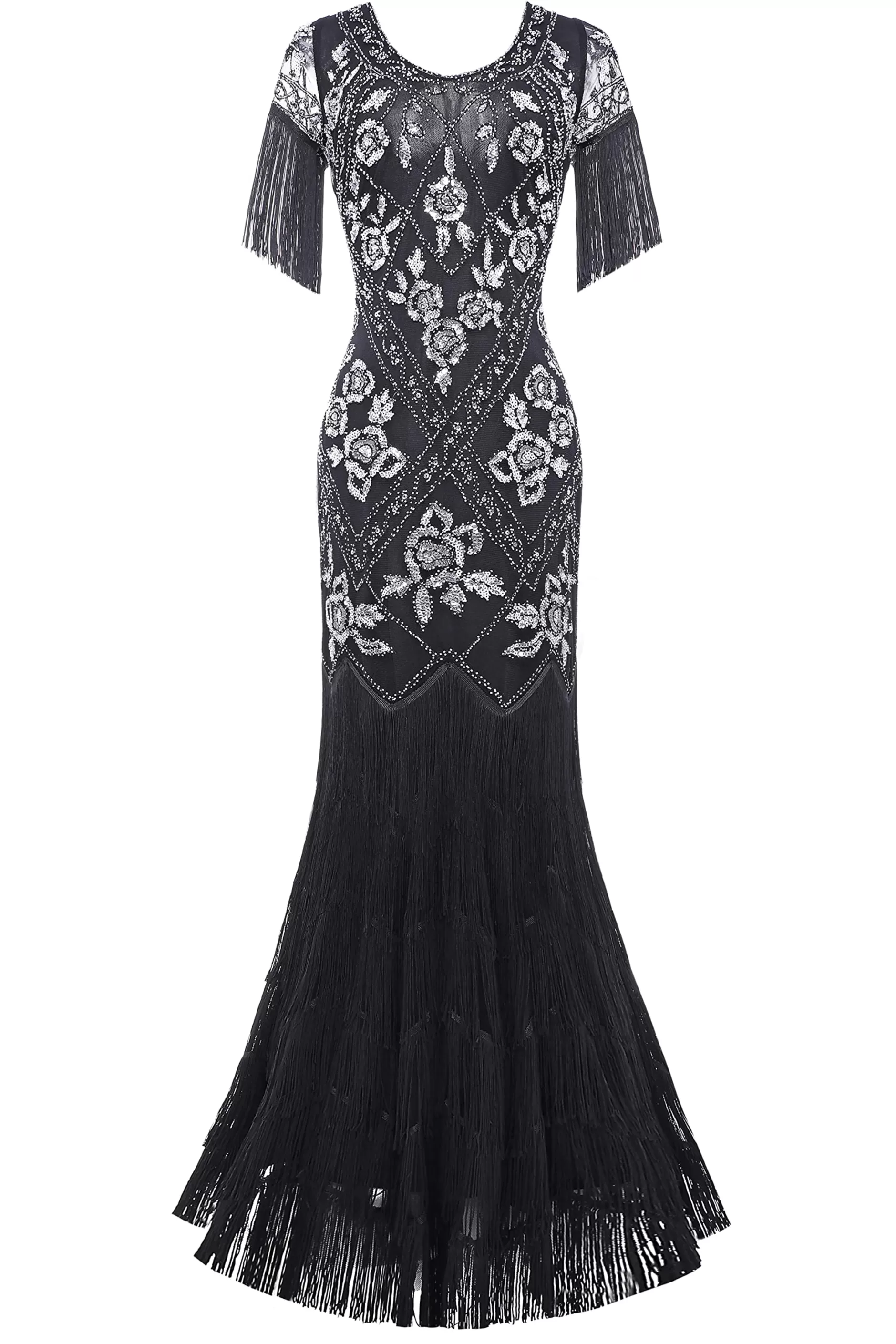 Flowery Multi-Layer Maxi Mermaid Dress-BABEYOND Outlet
